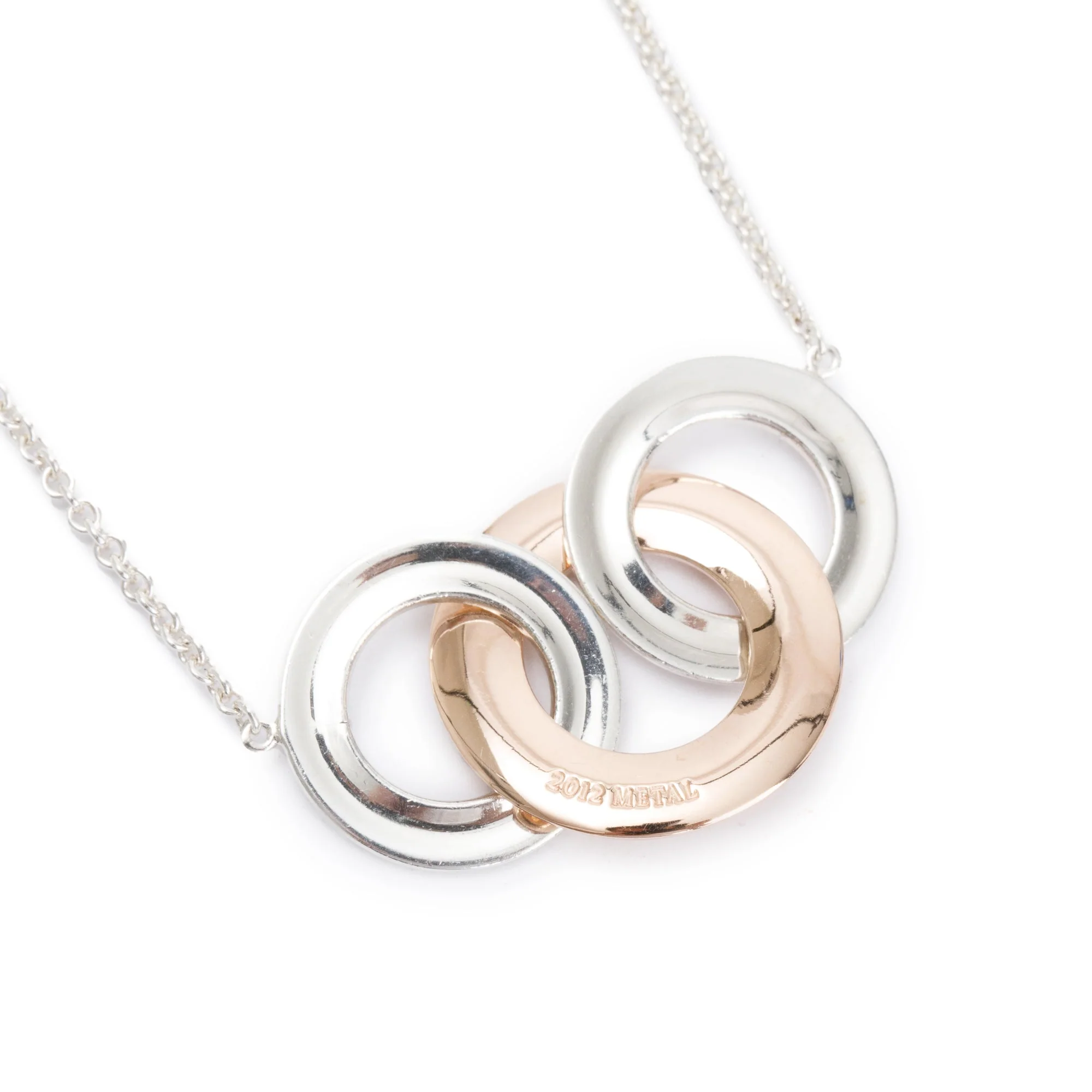 Tiffany & Co. Sterling Silver & Rubedo Metal 1837 Interlocking Circles Necklace - Image 4