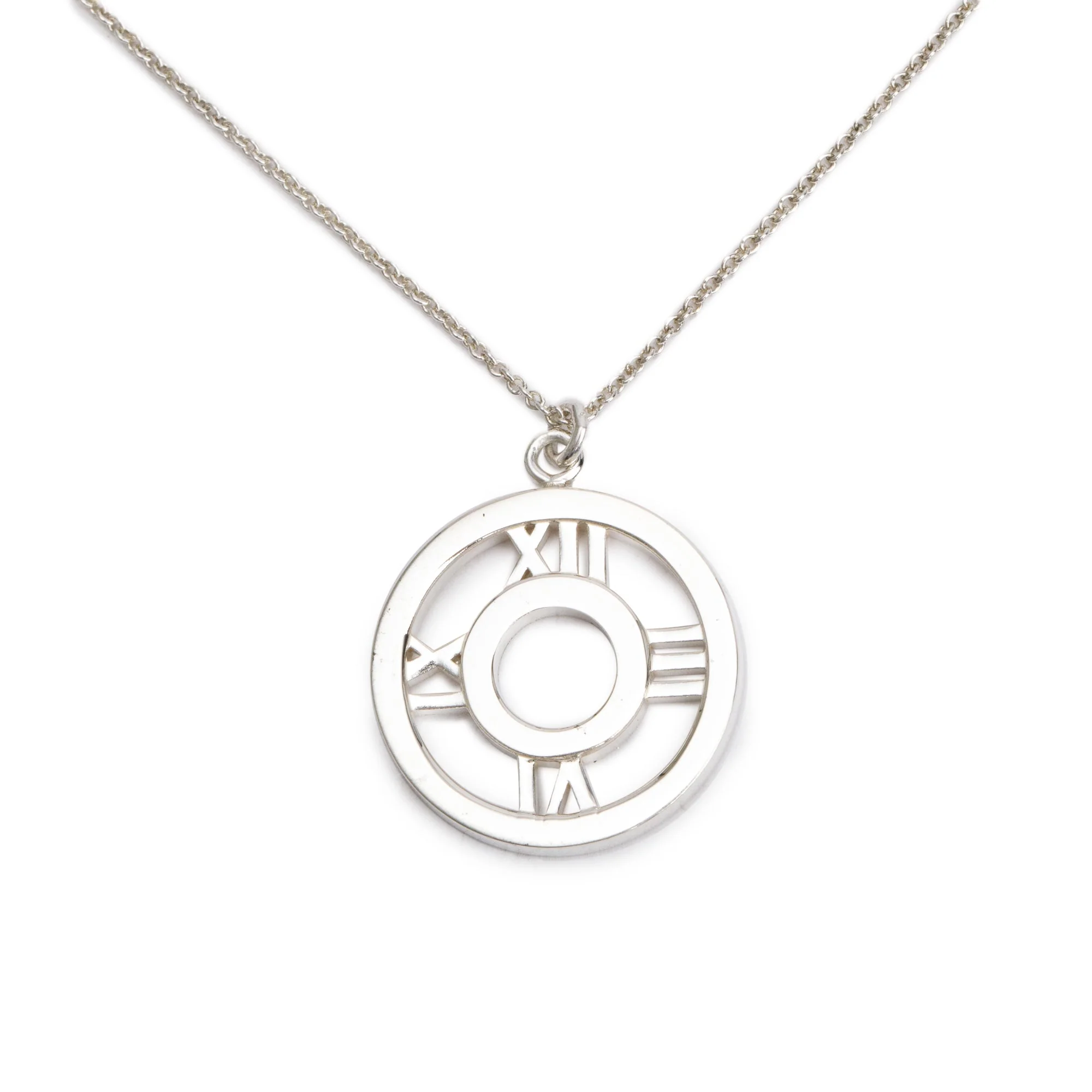 Tiffany & Co. Sterling Silver Small Atlas Pierced Circle Pendant Necklace - Image 3