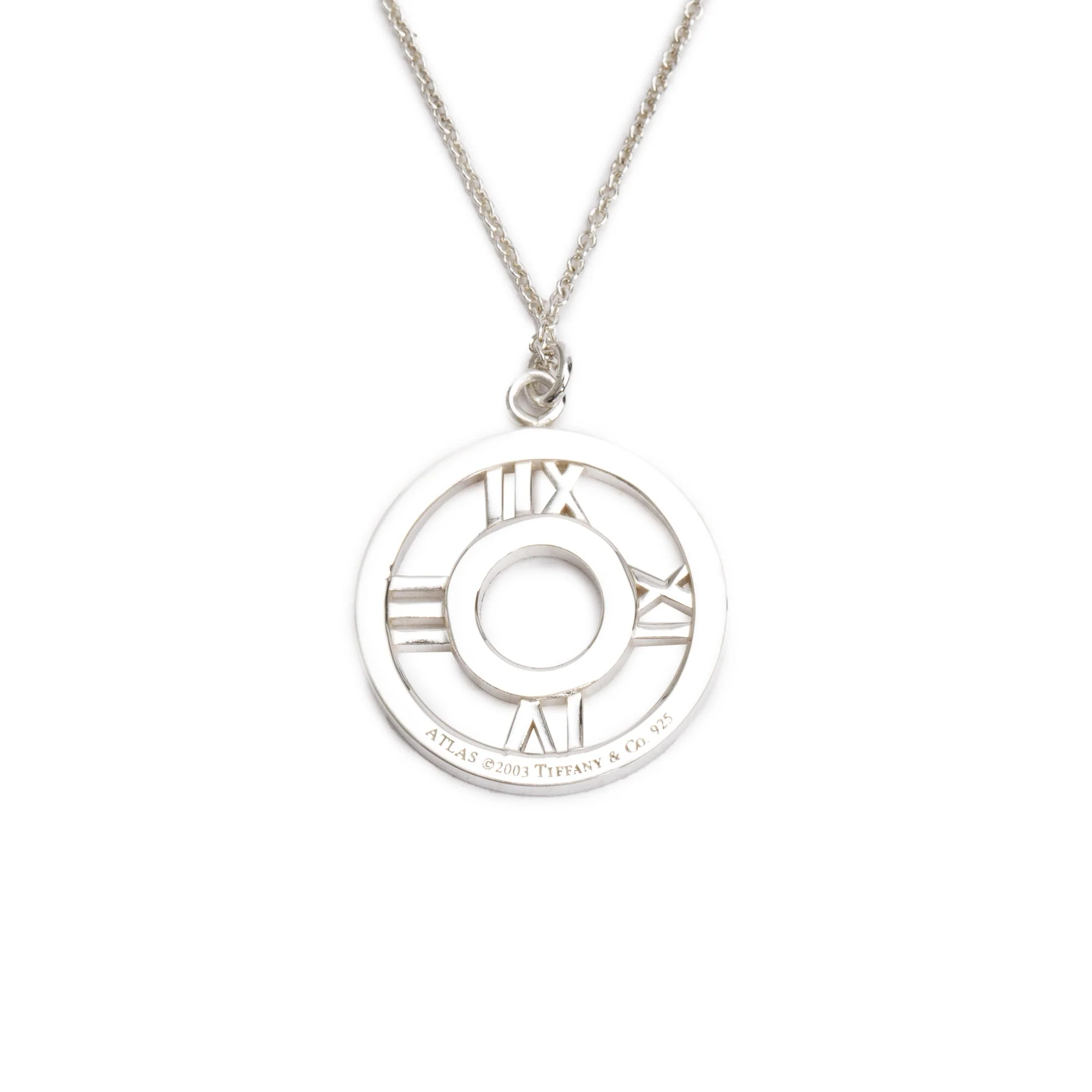 Tiffany & Co. Sterling Silver Small Atlas Pierced Circle Pendant Necklace - Image 4