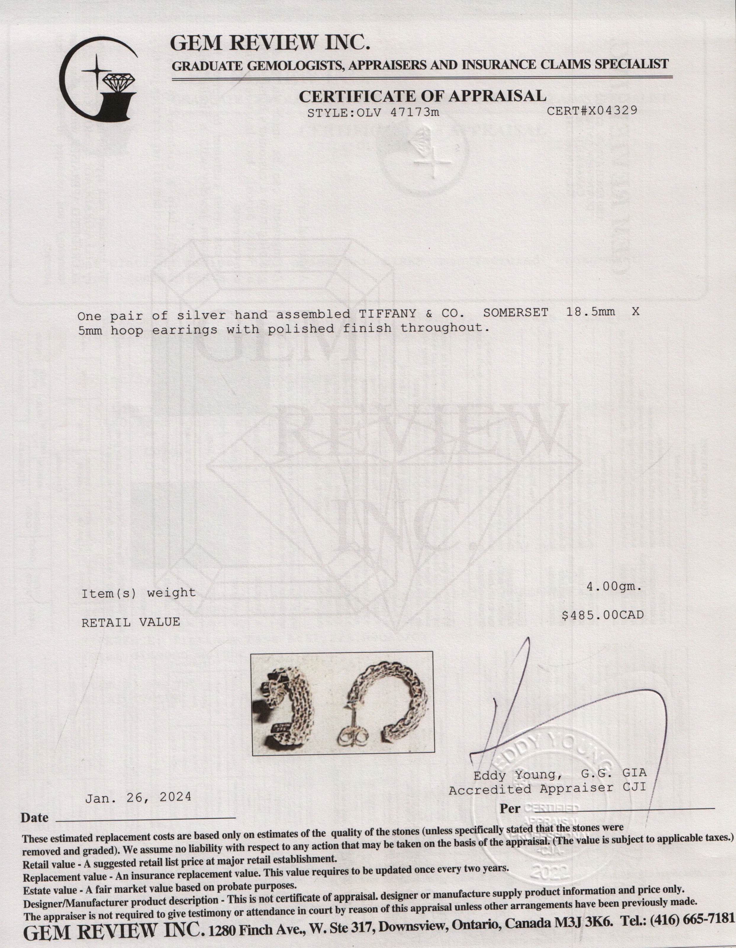 Tiffany & Co. Sterling Silver Small Somerset Hoop Earrings - Image 5