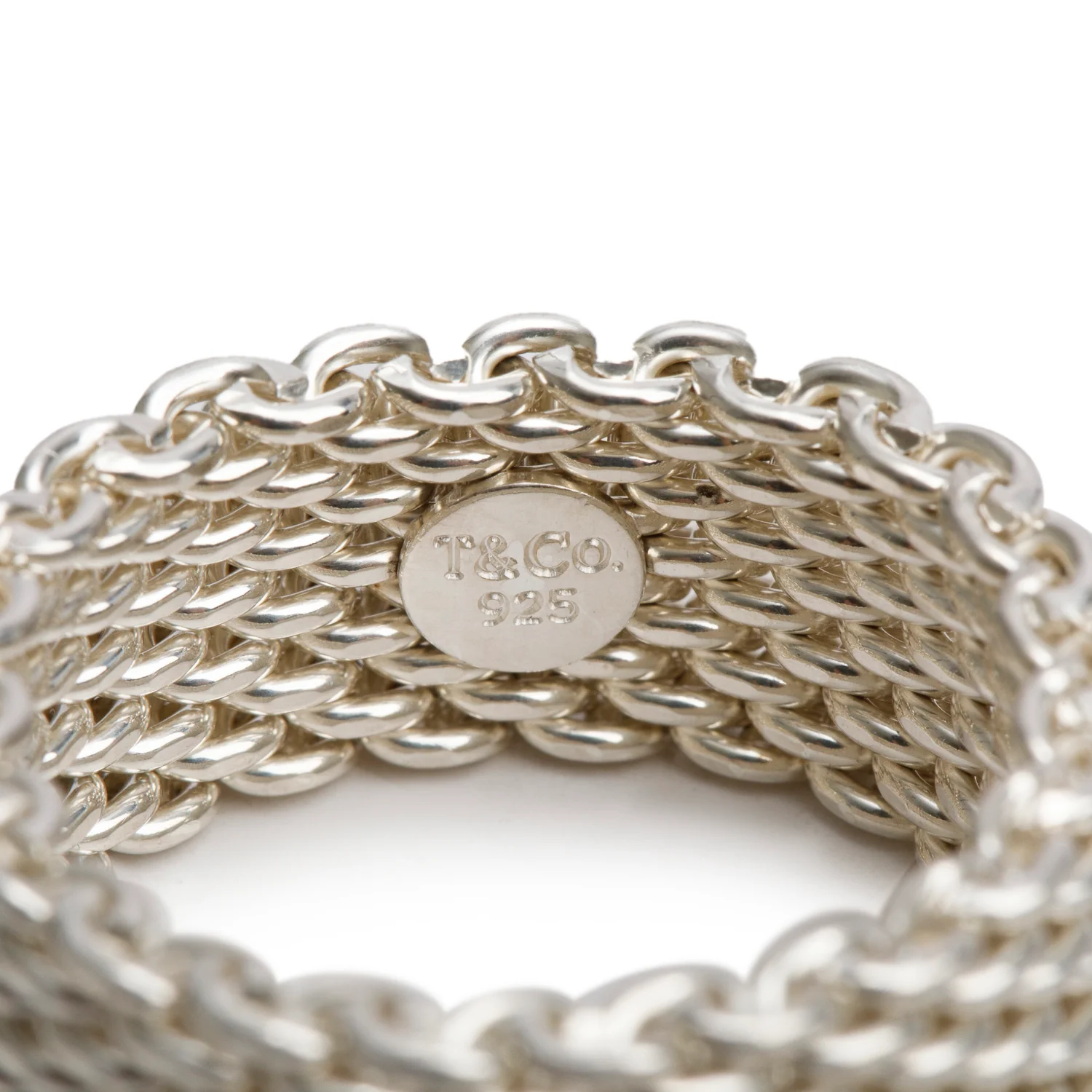 Tiffany & Co. Sterling Silver Somerset Mesh Ring, Size 9 - Image 2