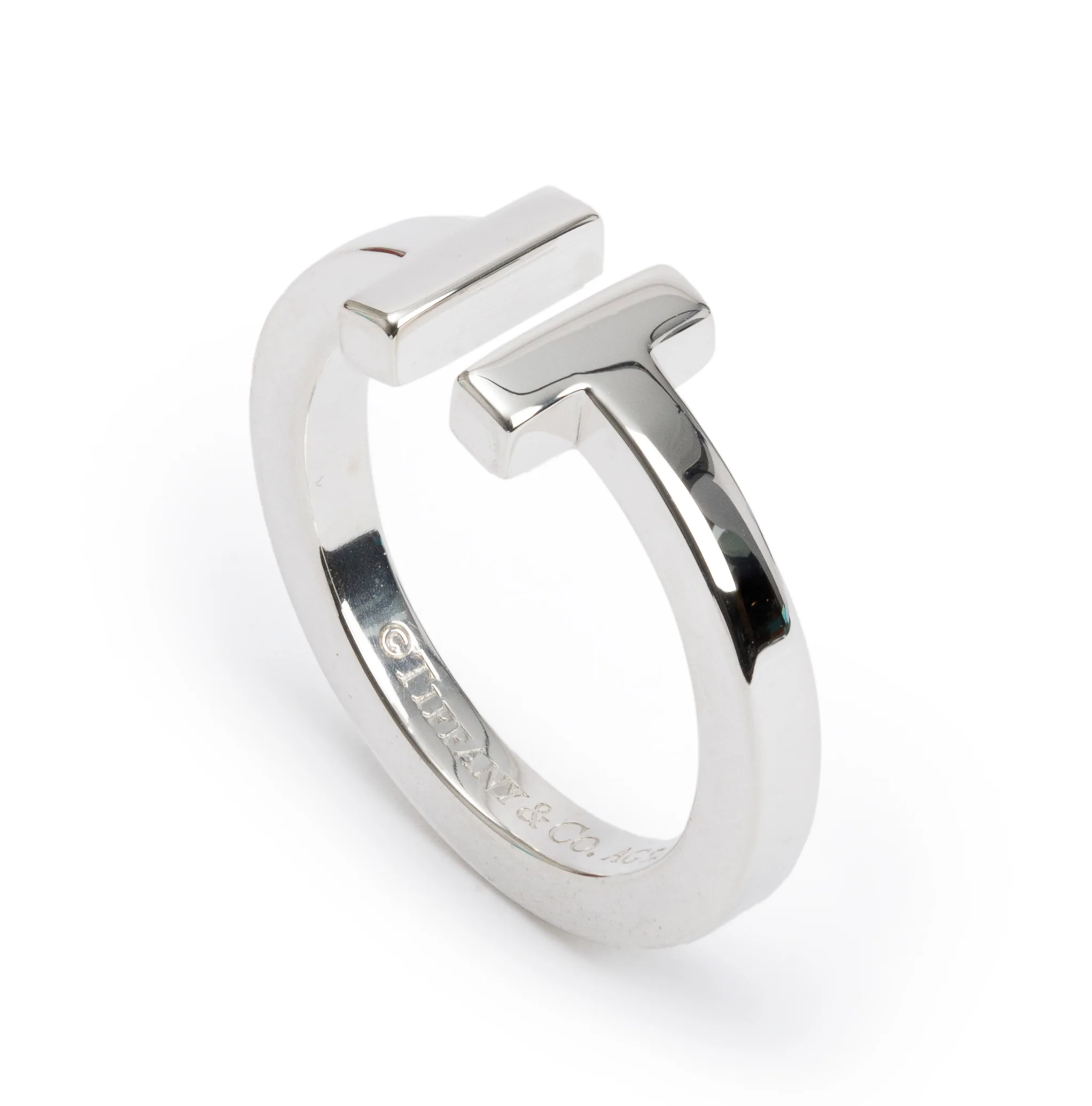 Tiffany & Co. Sterling Silver T Square Ring, Size 6 w/ Box - Image 3