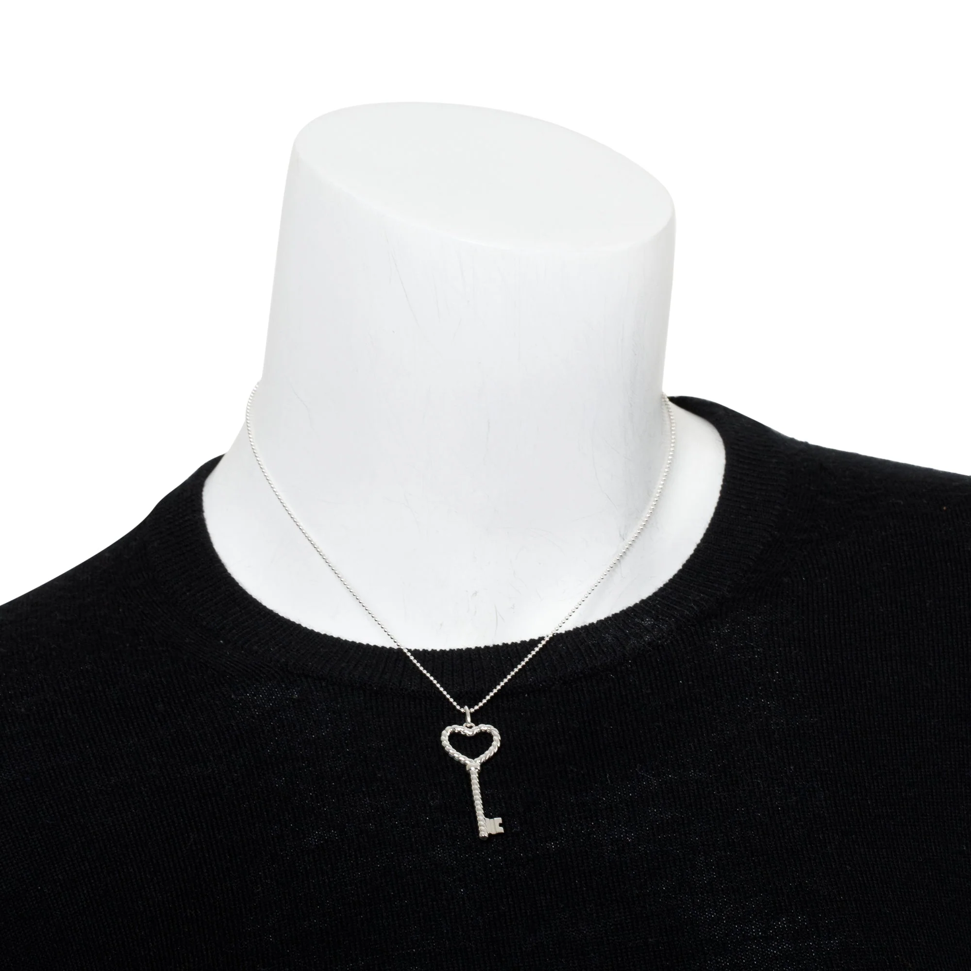 Tiffany & Co. Sterling Silver Twist Heart Key Pendant Necklace - Image 2
