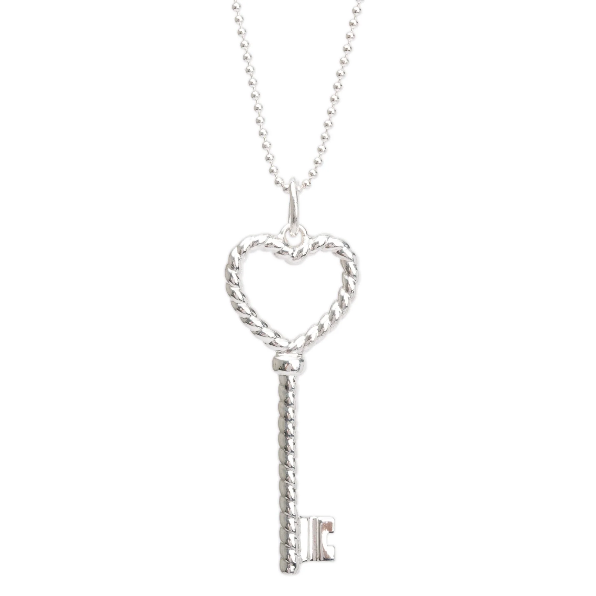 Tiffany & Co. Sterling Silver Twist Heart Key Pendant Necklace - Image 7