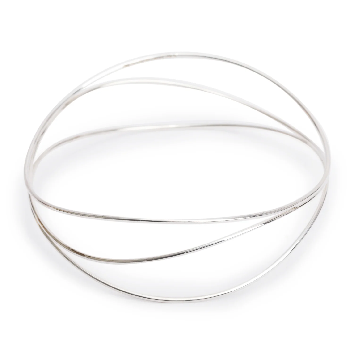 Tiffany & Co. Sterling Silver Wave Three-Row Bangle Bracelet - Image 2