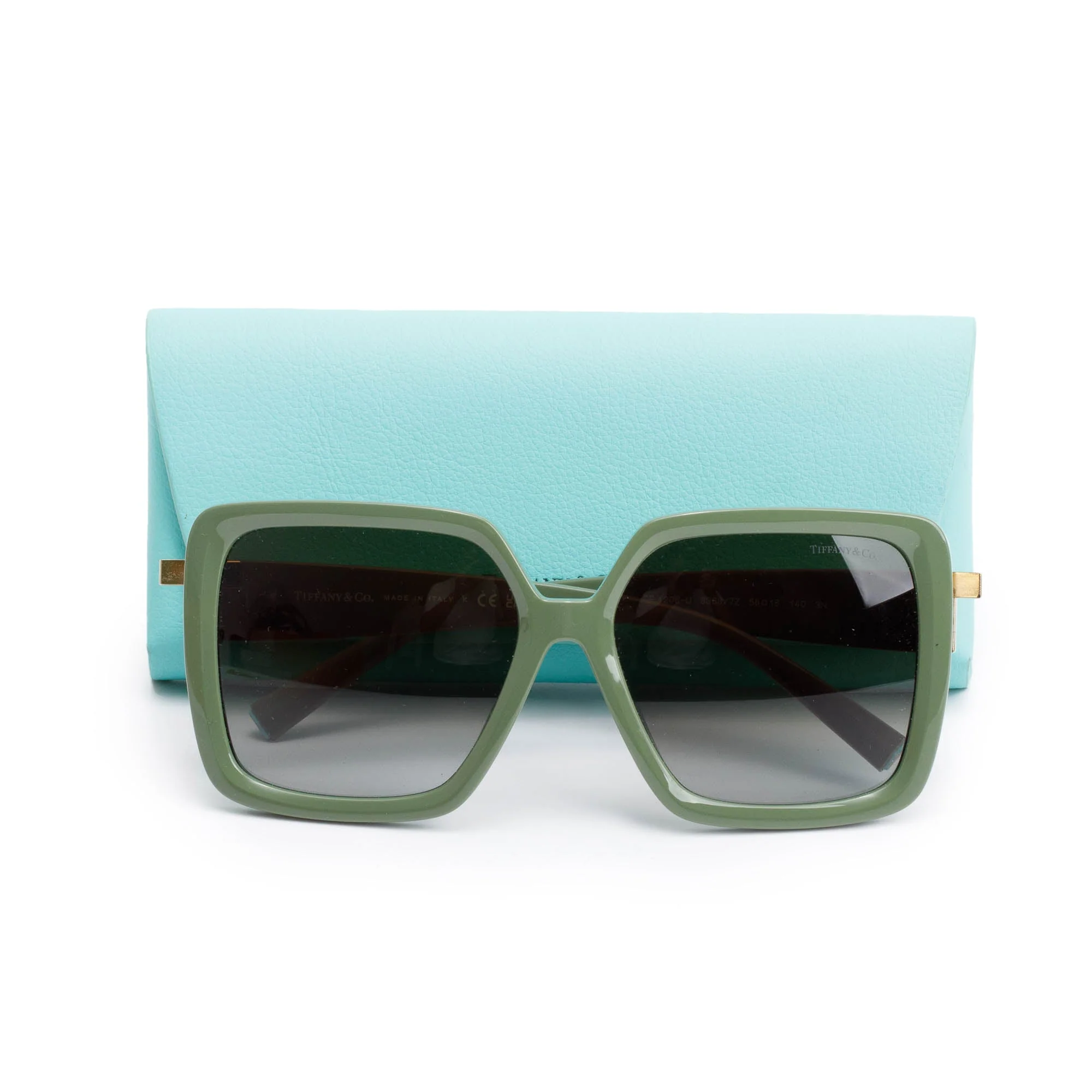 Tiffany & Co. TF 4206-U Green T Acetate Oversized Square Sunglasses w/ Case - Image 2