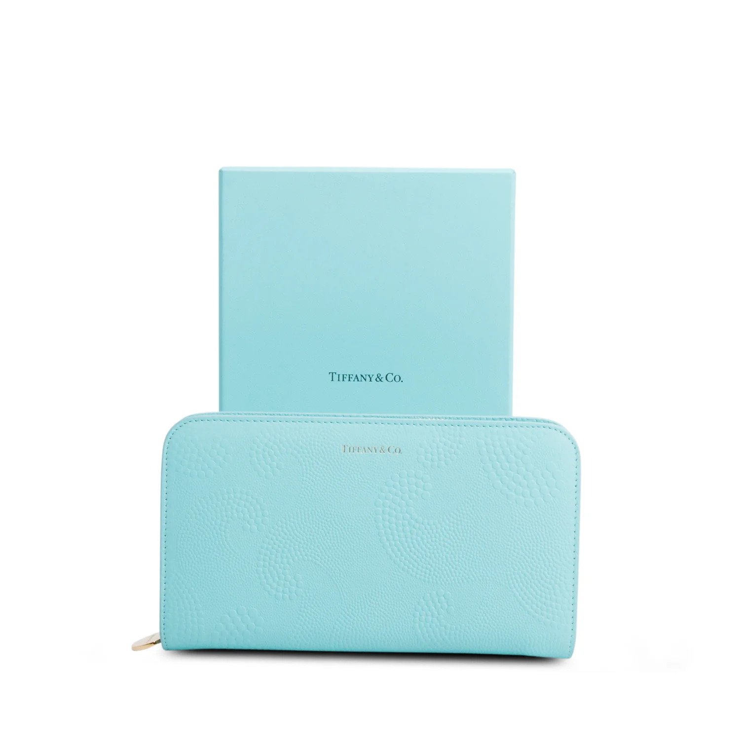 Tiffany & Co. Turquoise Leather Large Zip Organizer Wallet w/ Box - Image 2