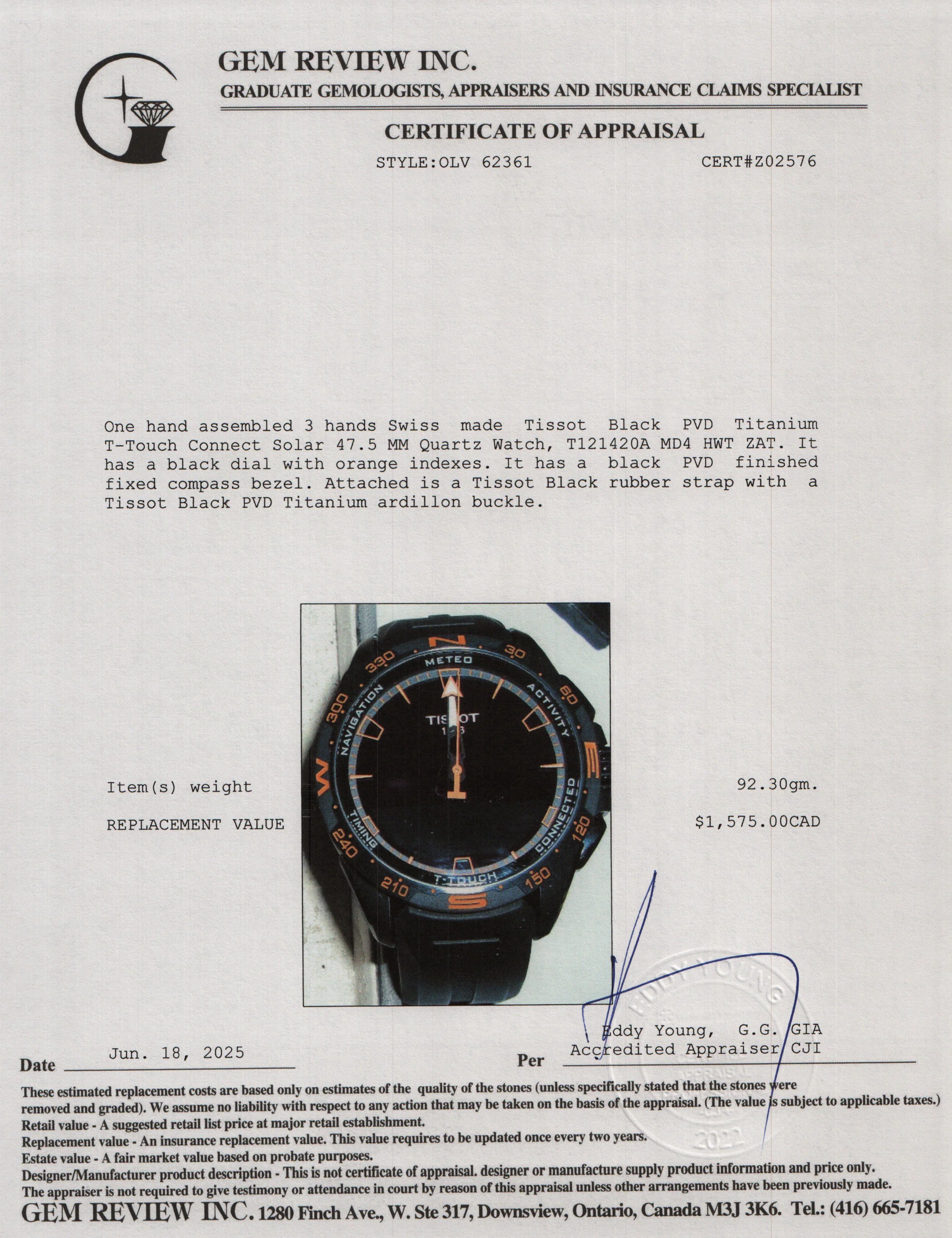 Tissot Black PVD Titanium T-Touch Connect Solar 47.5 MM Quartz Watch w/ Box - Image 6