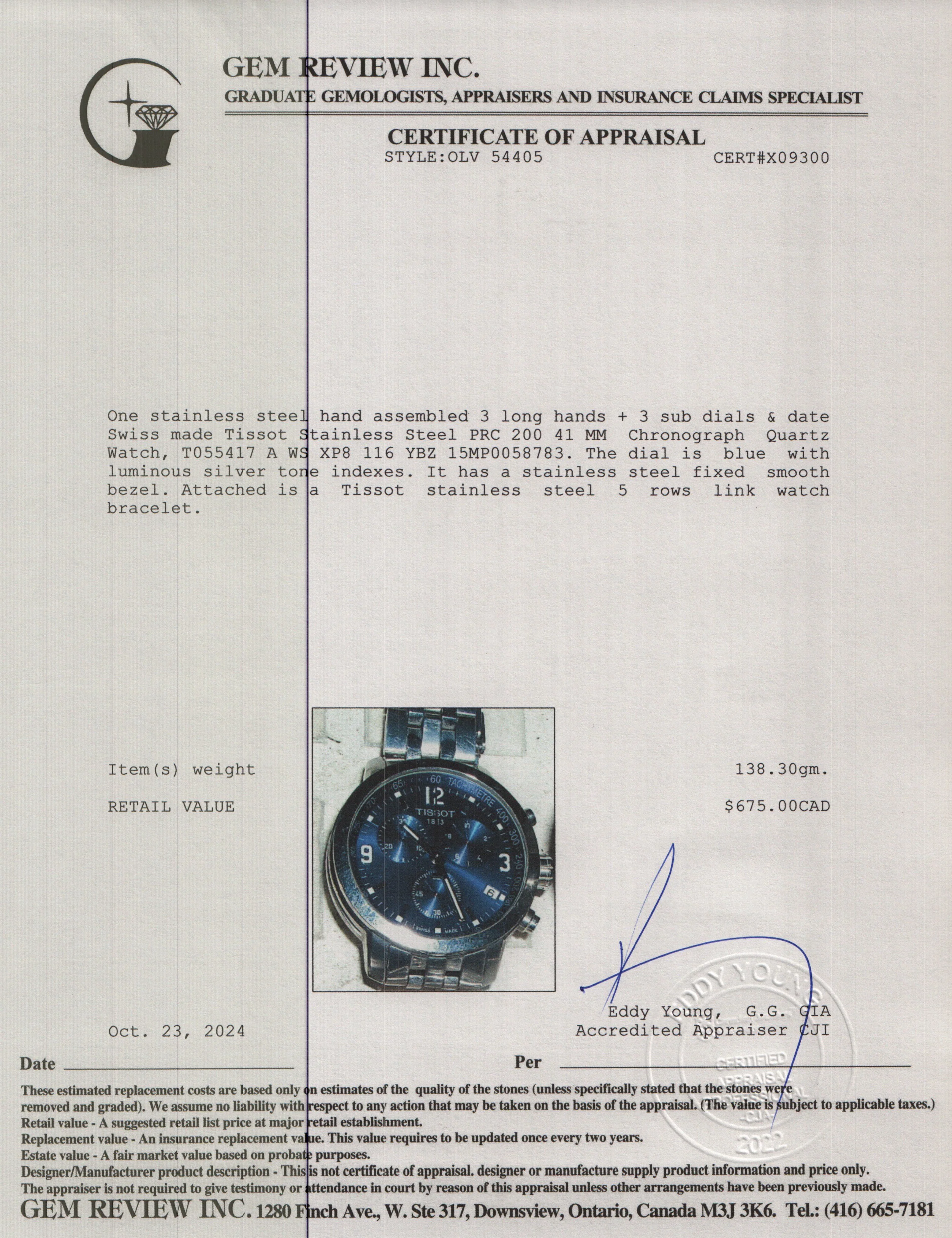 Tissot Stainless Steel PRC 200 41 MM Chronograph Quartz Watch Blue Dial w/ Box - Image 6