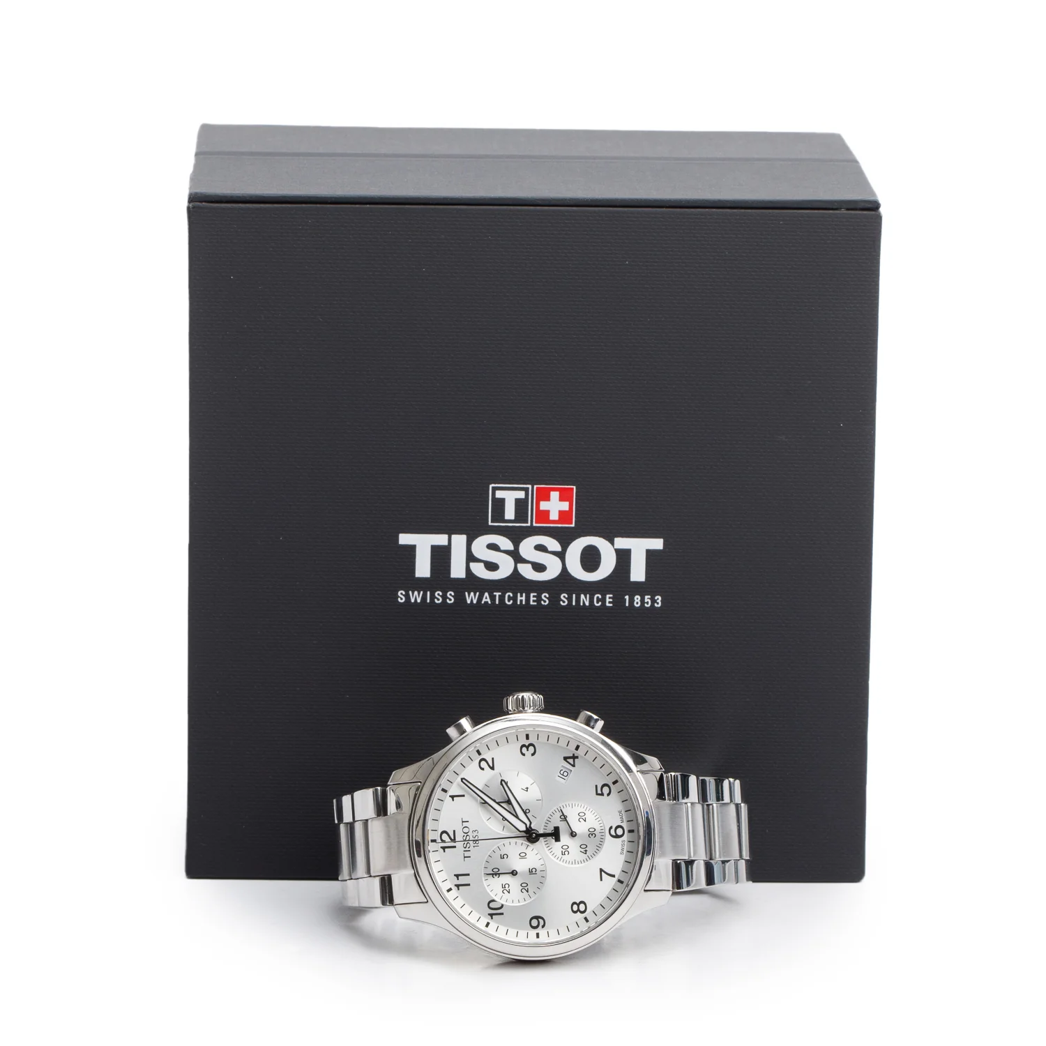 Tissot Stainless Steel Silver Dial Chrono XL Classic 45 MM Quartz Watch w/ Box - Image 2