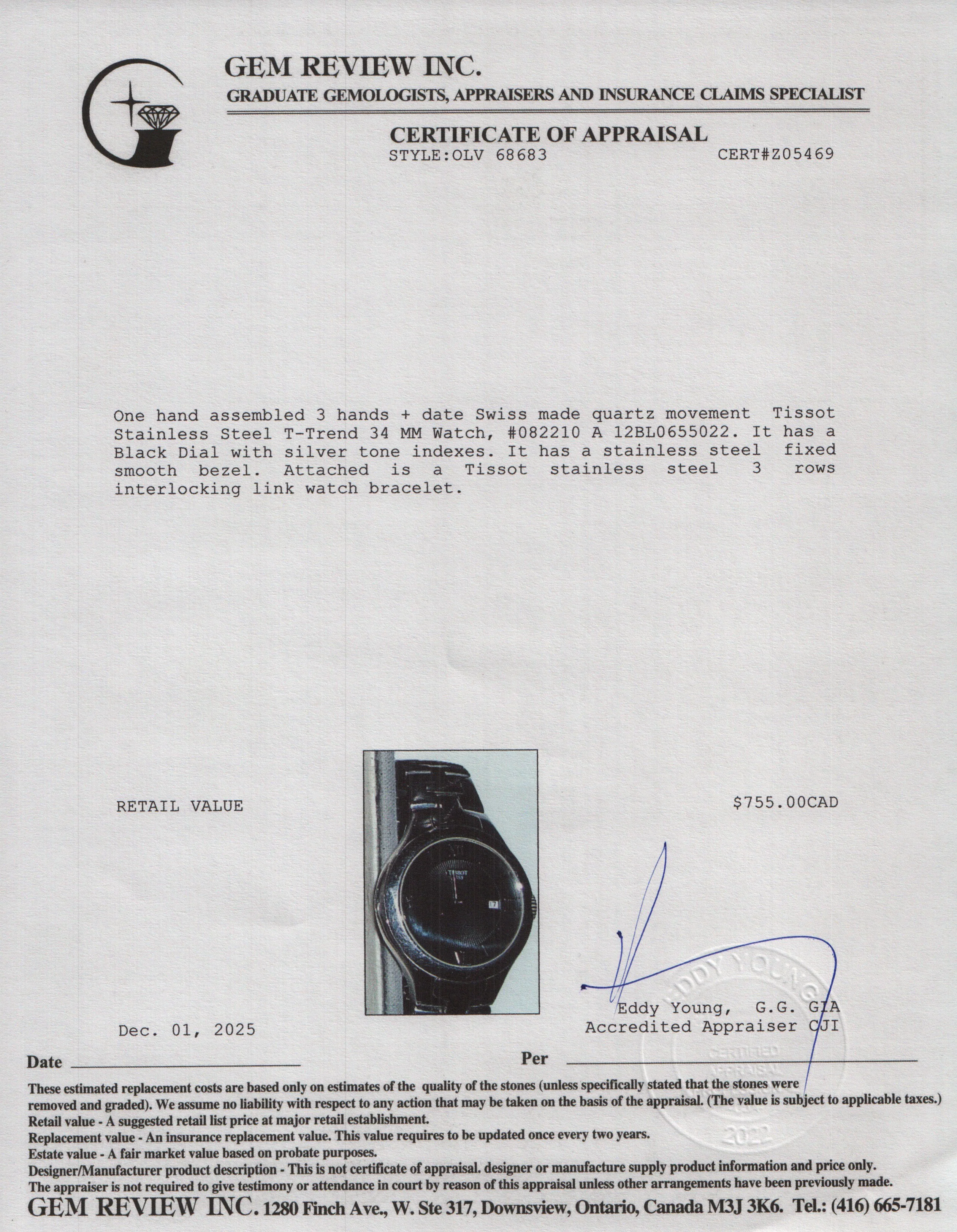 Tissot Stainless Steel T-Trend 34 MM Watch Black Dial - Image 5