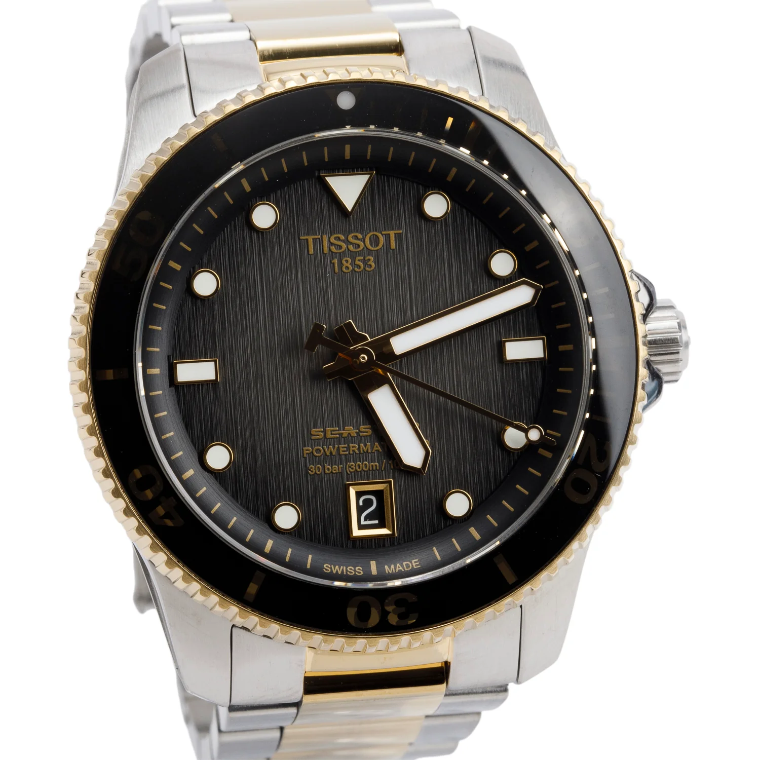Tissot Two-Tone Stainless Steel Seastar 1000 40 MM Automatic Watch Black Dial - Image 2