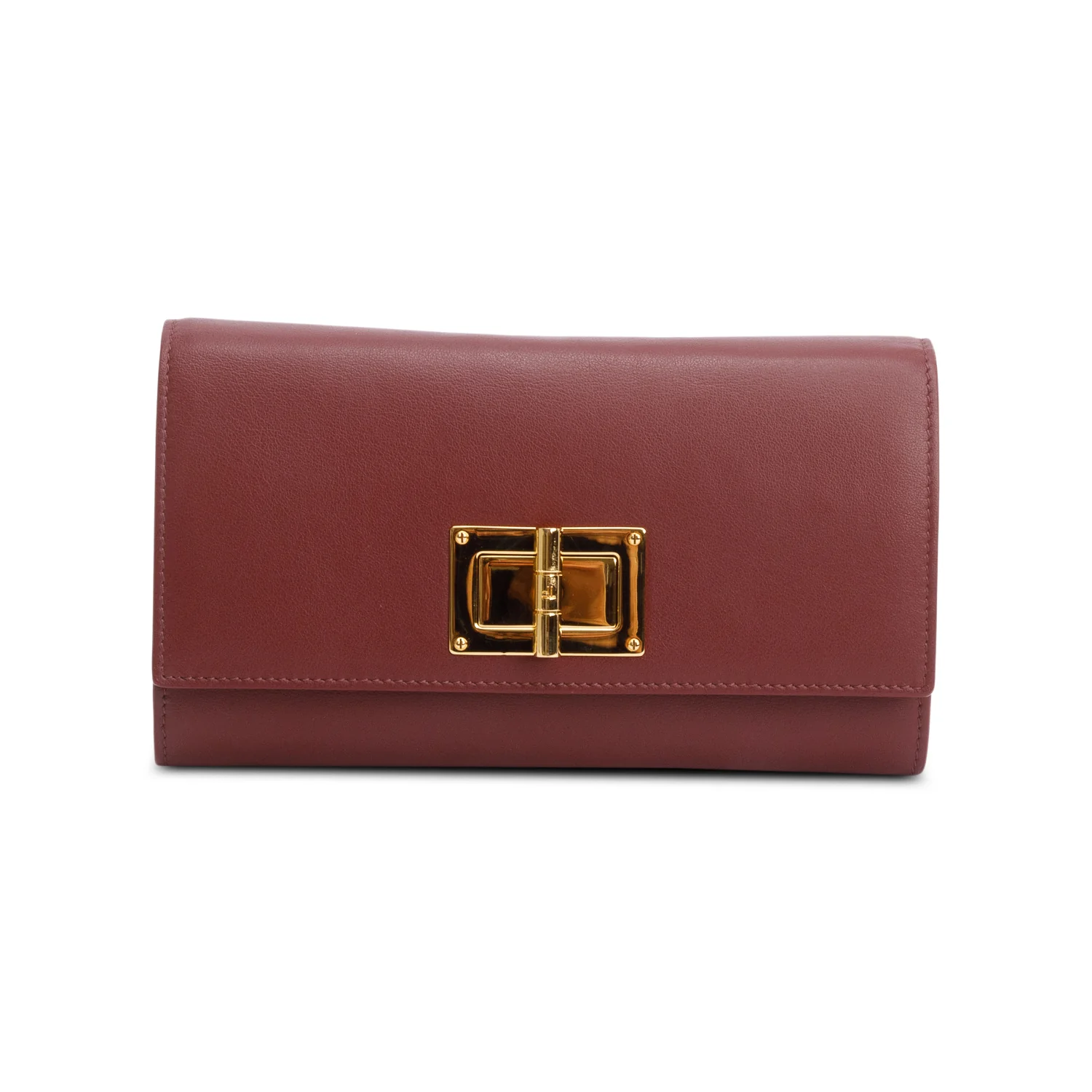 Tom Ford Burgundy Leather Turn Lock Natalia Clutch Crossbody Bag - Image 3