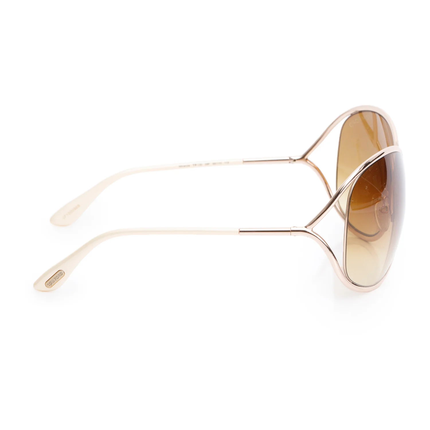 Tom Ford TF130 Shiny Gold Metal Miranda Oversized Sunglasses w/ Case - Image 3