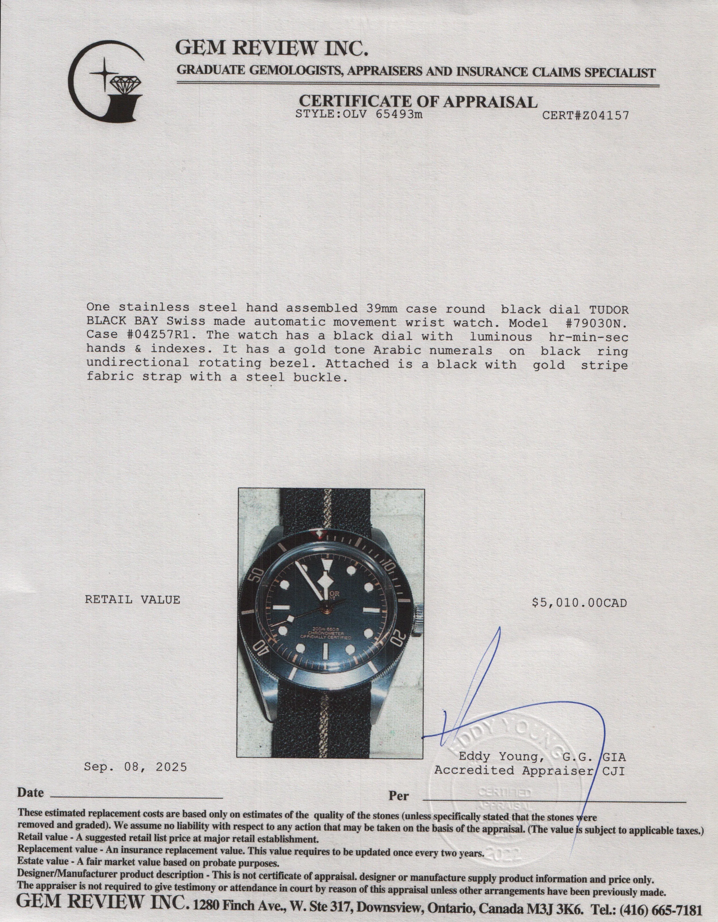 Tudor 2021 Stainless Steel Black Bay Fifty-Eight 39 MM Automatic Watch Black Dial 79030N w/ Box & Papers - Image 6