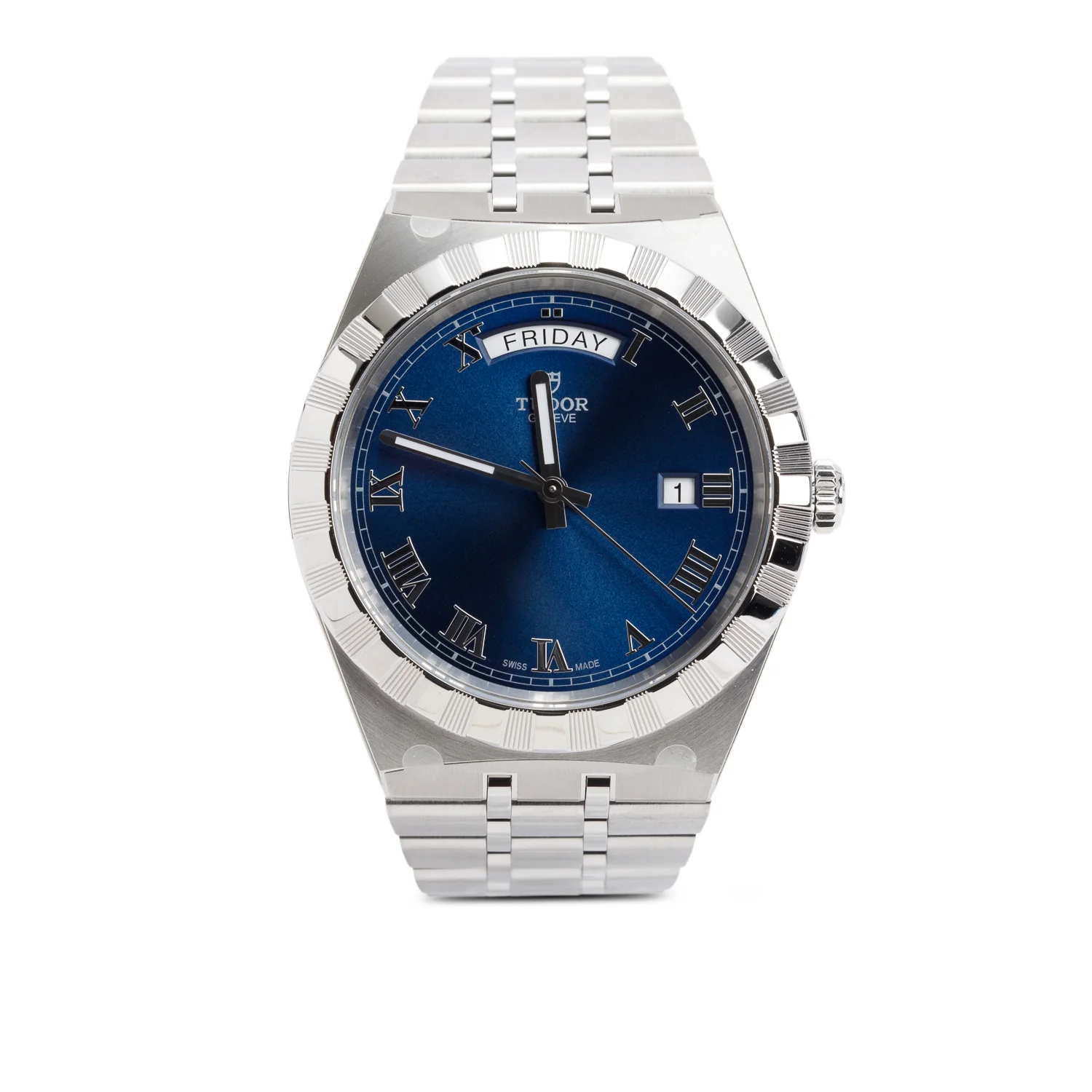 Tudor 2024 Stainless Steel Royal Day-Date 41 MM Automatic Watch Blue Dial 28600 w/ Box & Papers