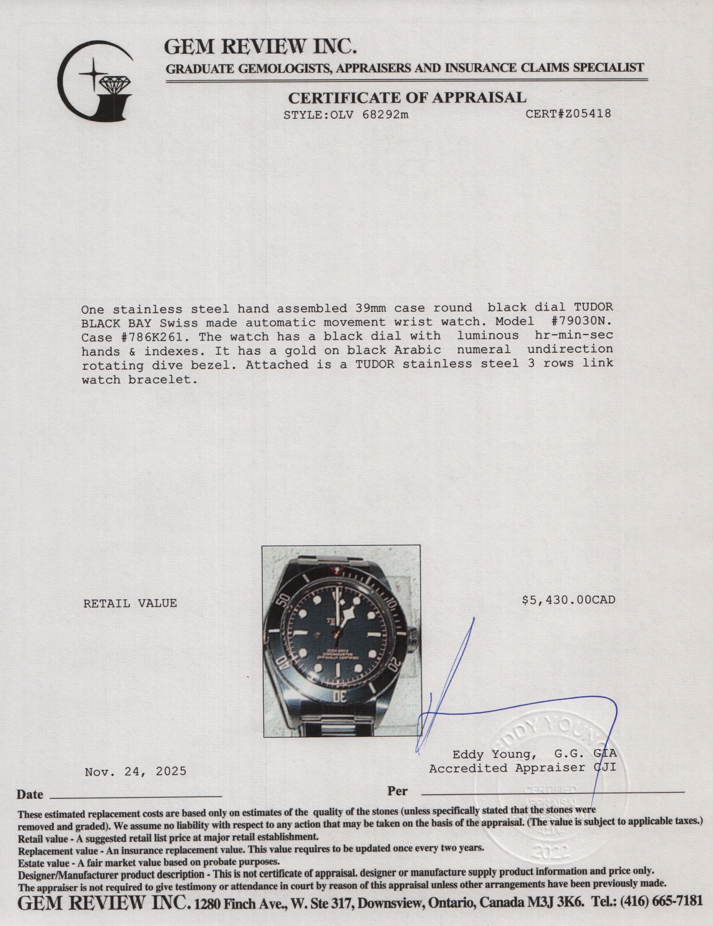Tudor 2025 Stainless Steel Black Bay Fifty-Eight 39 MM Automatic Watch 79030N w/ Box & Papers - Image 6