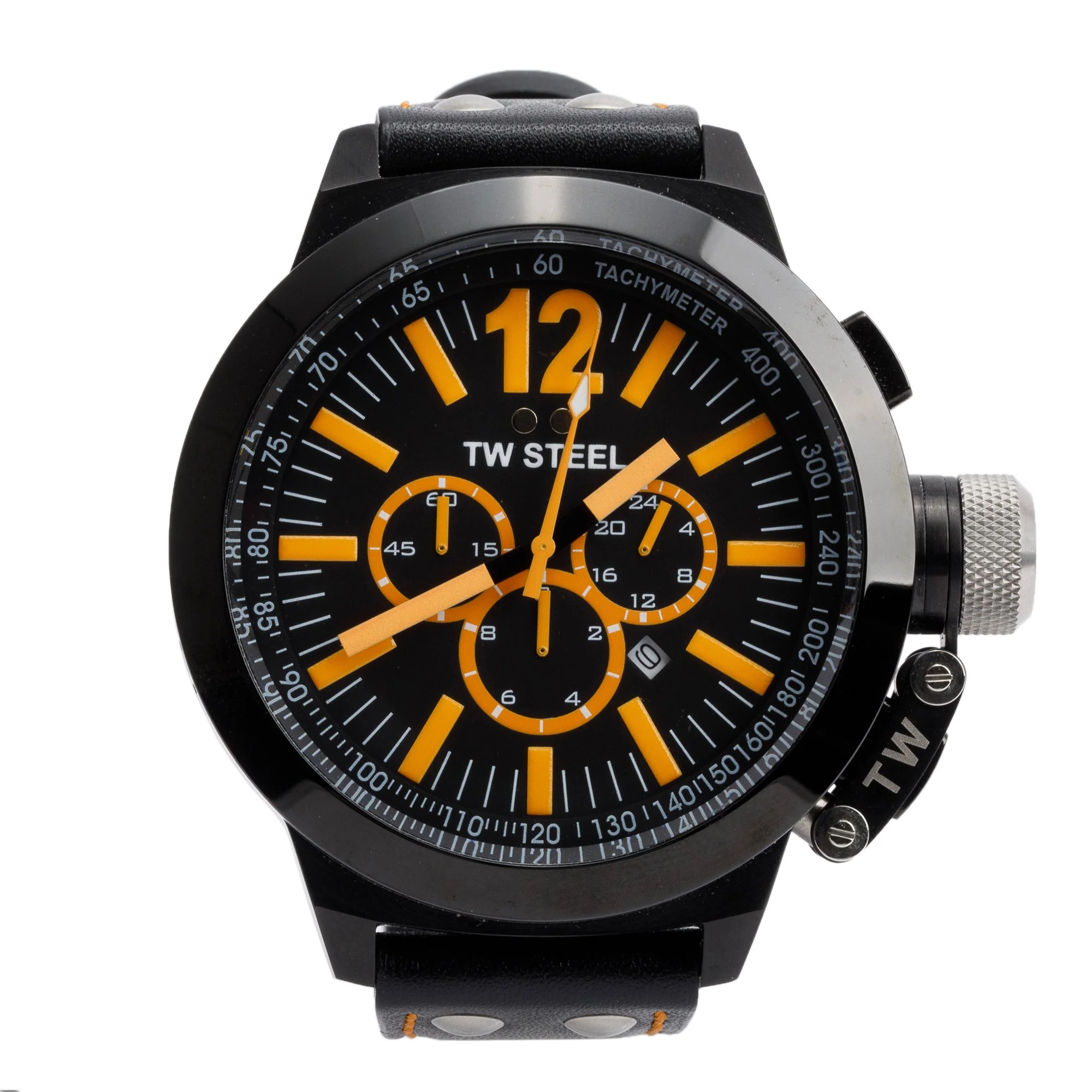 TW Steel Black Ion Plated Stainless Steel CEO Canteen 50 MM Chronograph Quartz Watch