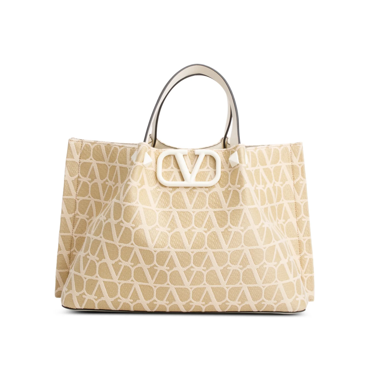 Valentino Beige VLogo Signature Toile Iconographe Tote Bag w/ Strap & Pouch - Image 3