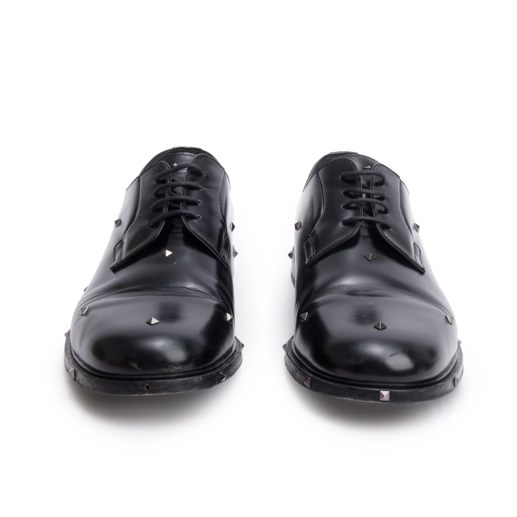 Valentino Black Calfskin Leather Rockstud Aristopunk Derby Men's Shoes, Size 45 w/ Box - Image 4