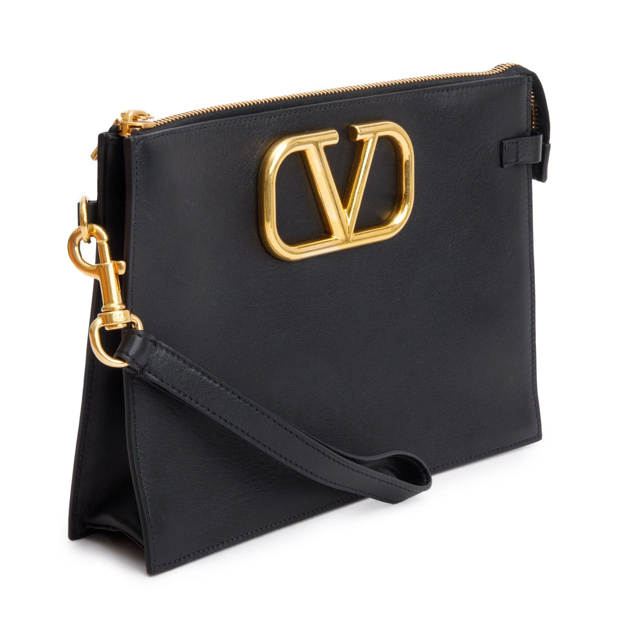 Valentino Black Calfskin Leather Signature Vlogo Pouch w/ Box - Image 3