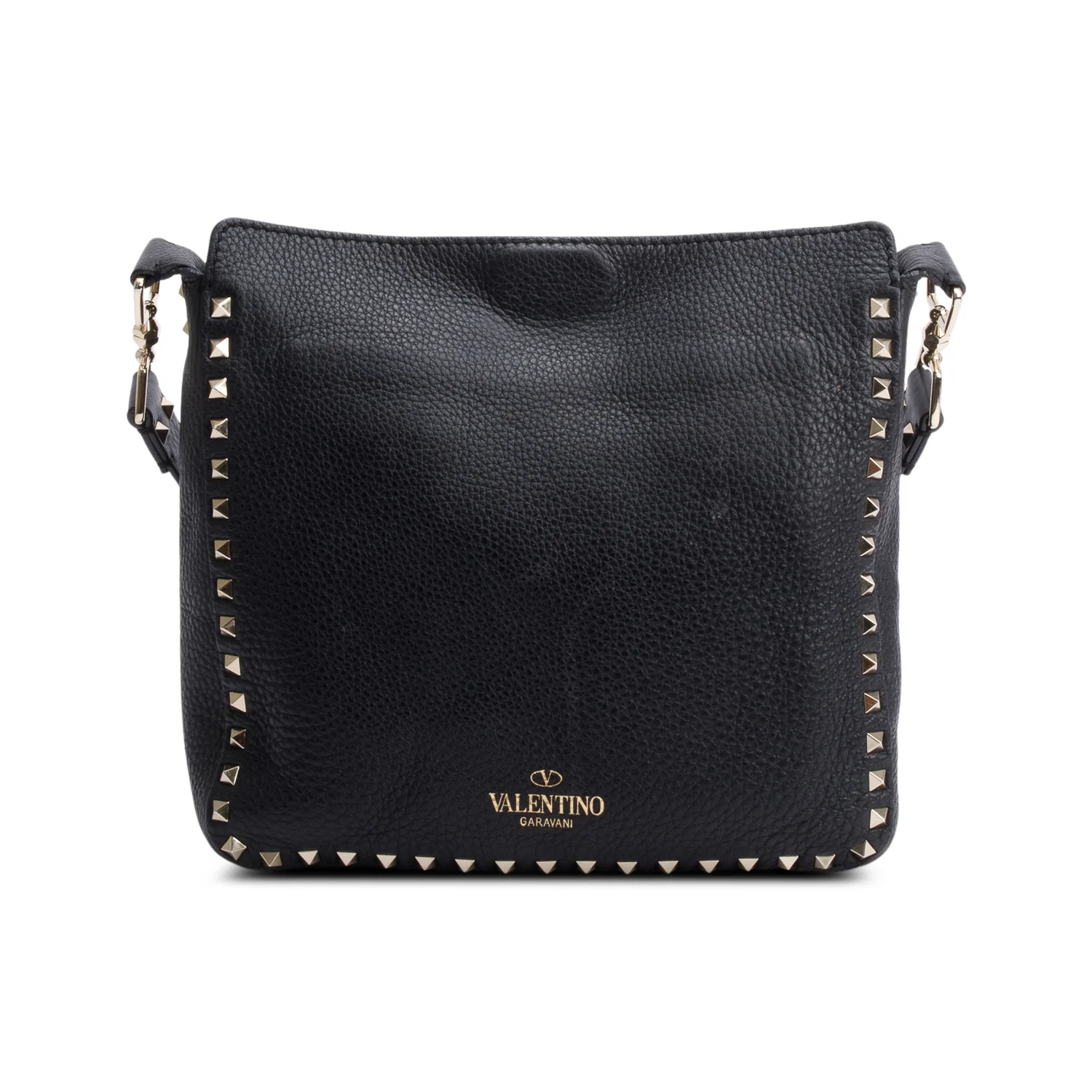 Valentino Black Calfskin Leather Small Rockstud Messenger Bag - Image 5