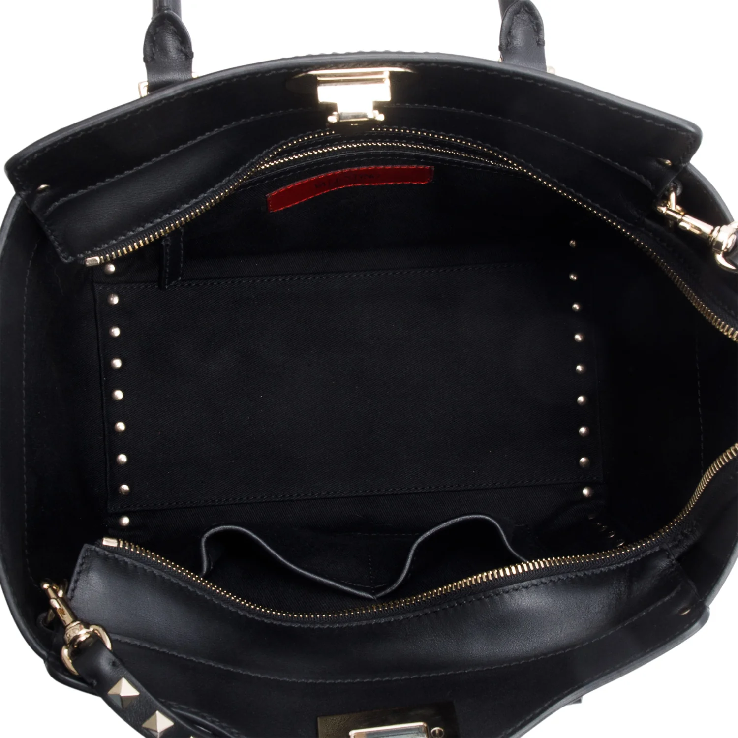 Valentino Black Calfskin Leather Small Rockstud Tote Bag w/ Strap - Image 8
