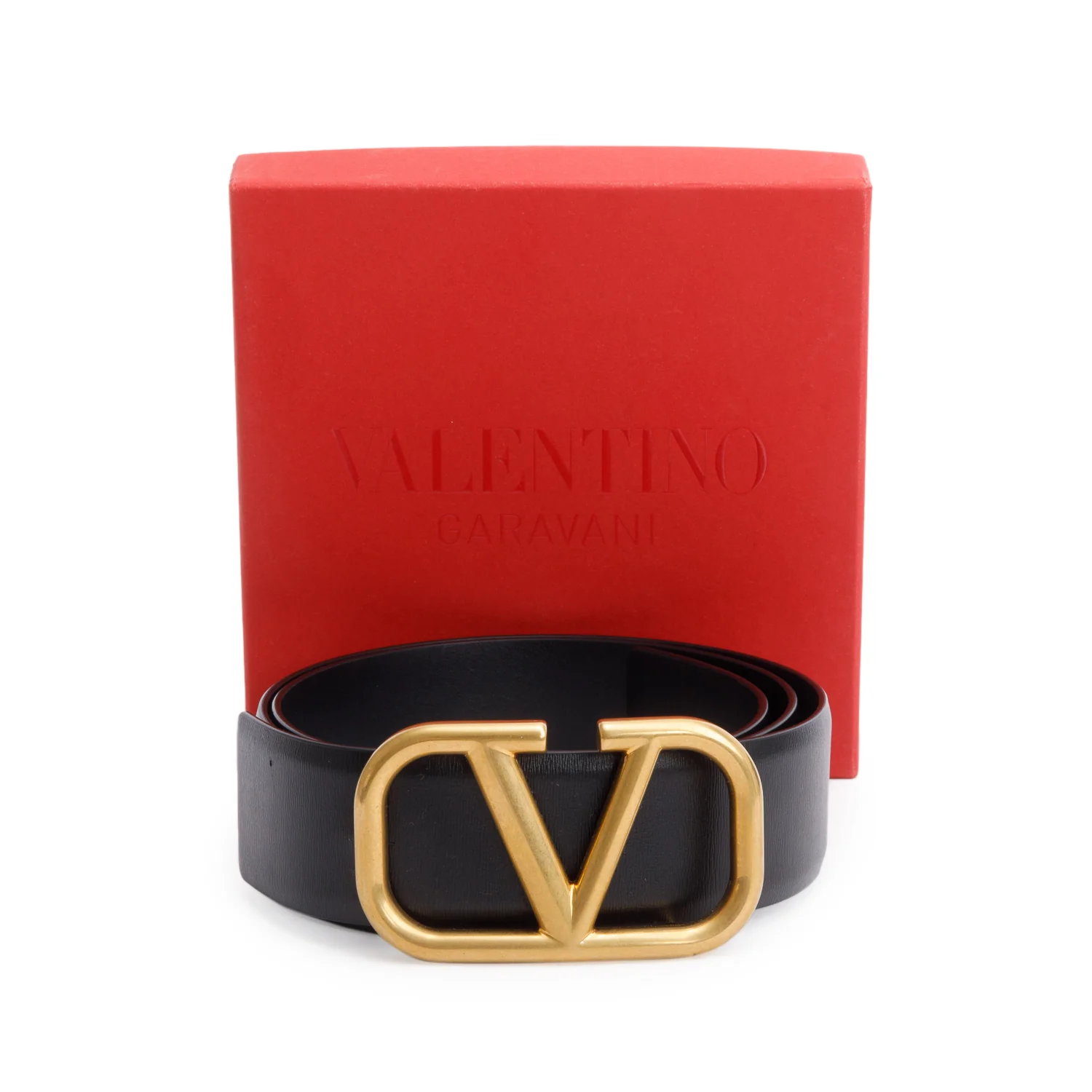 Valentino Black Calfskin Reversible Vlogo Signature 40 MM Leather Belt, 85 34 w/ Box - Image 2