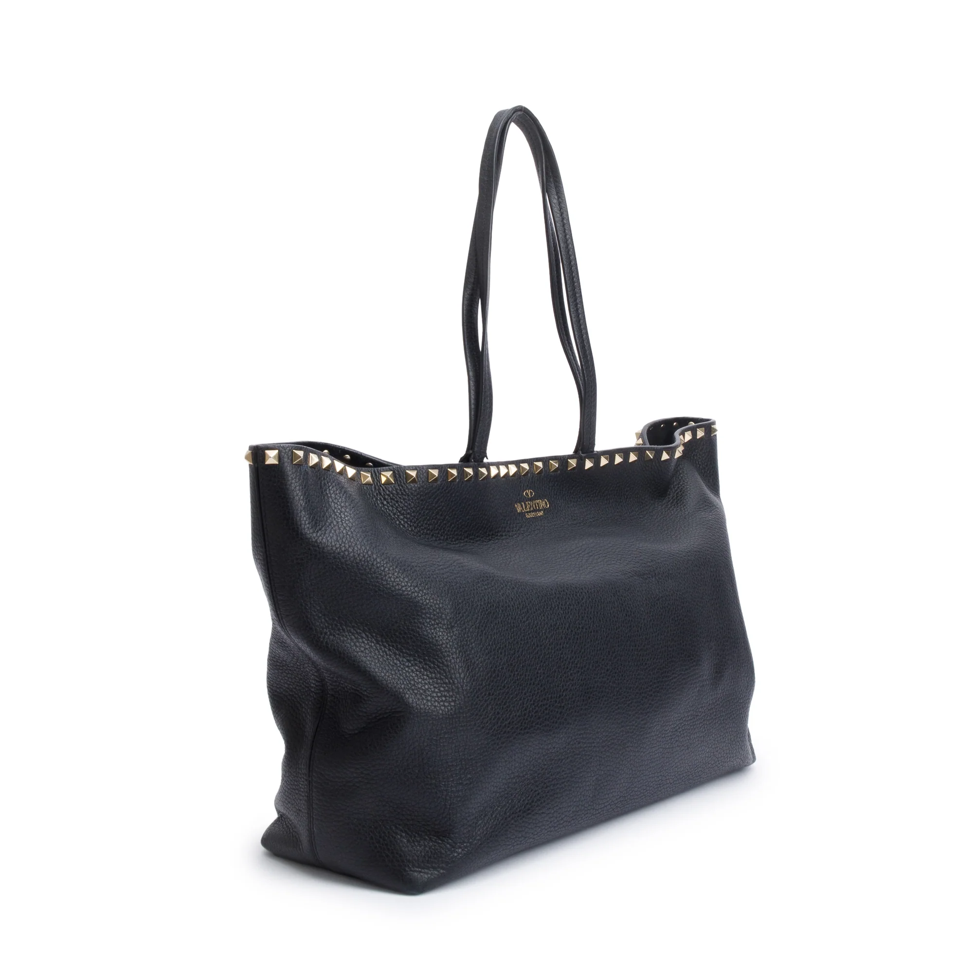 Valentino Black Grained Calfskin Large Rockstud Tote - Image 2