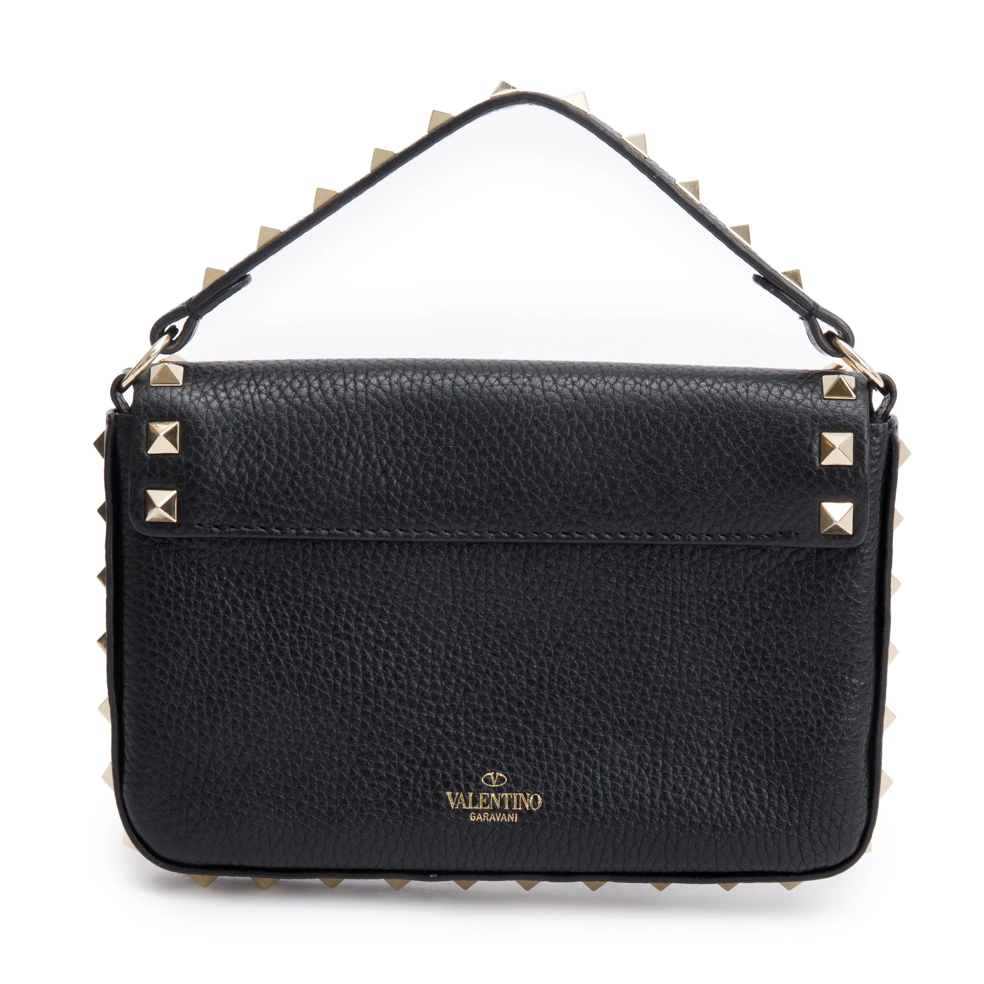 Valentino Black Grained Calfskin Leather Rockstud Handie Mini Crossbody Bag w/ Box - Image 5