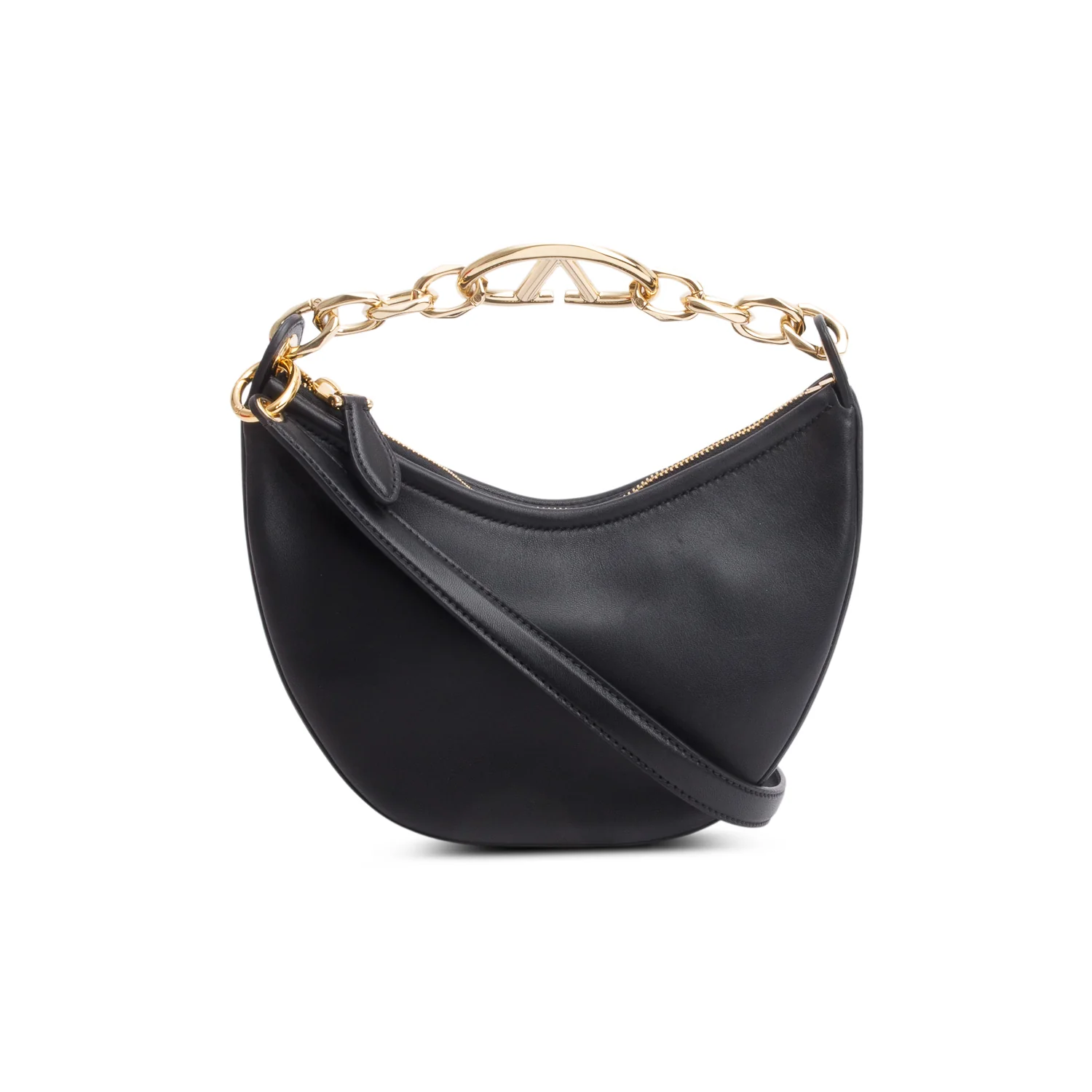 Valentino Black Leather Mini Vlogo Moon Hobo Shoulder Bag w/ Box & Strap