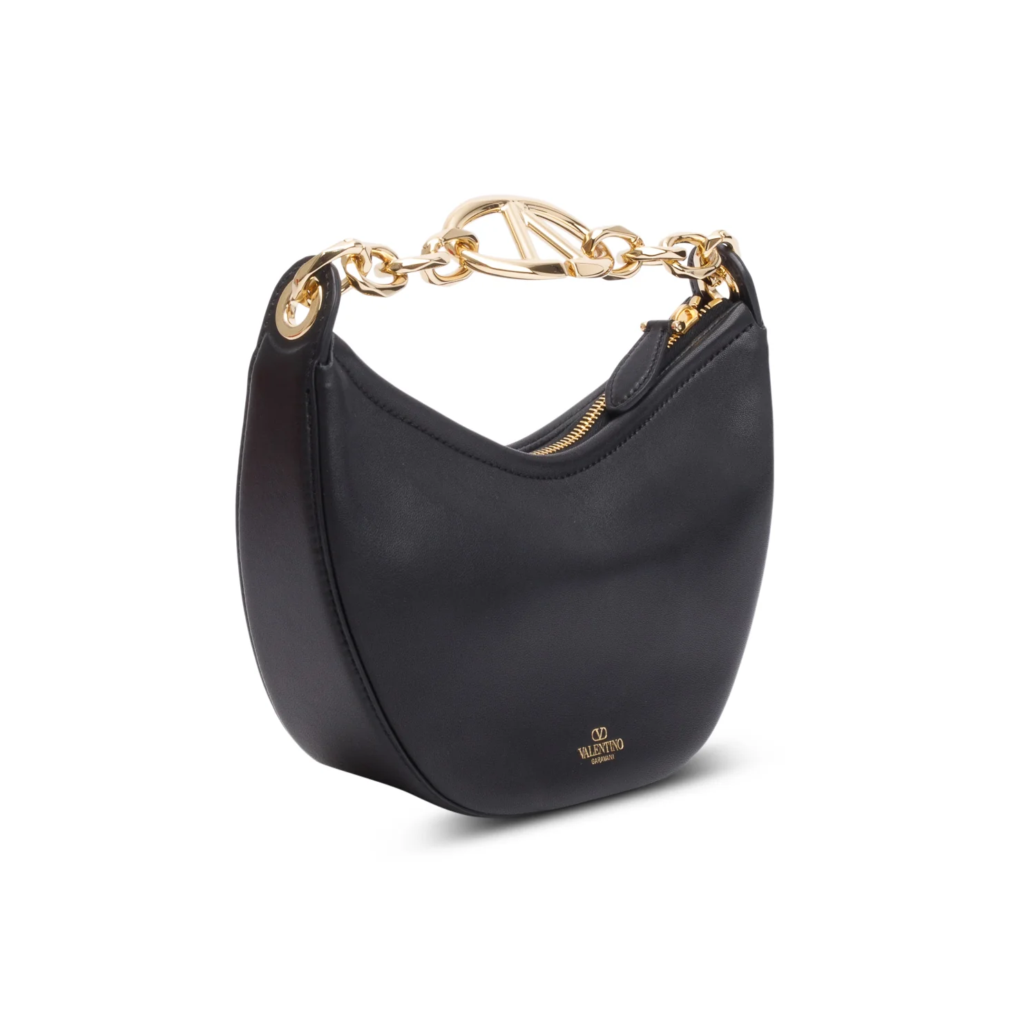 Valentino Black Leather Mini Vlogo Moon Hobo Shoulder Bag w/ Box & Strap - Image 7