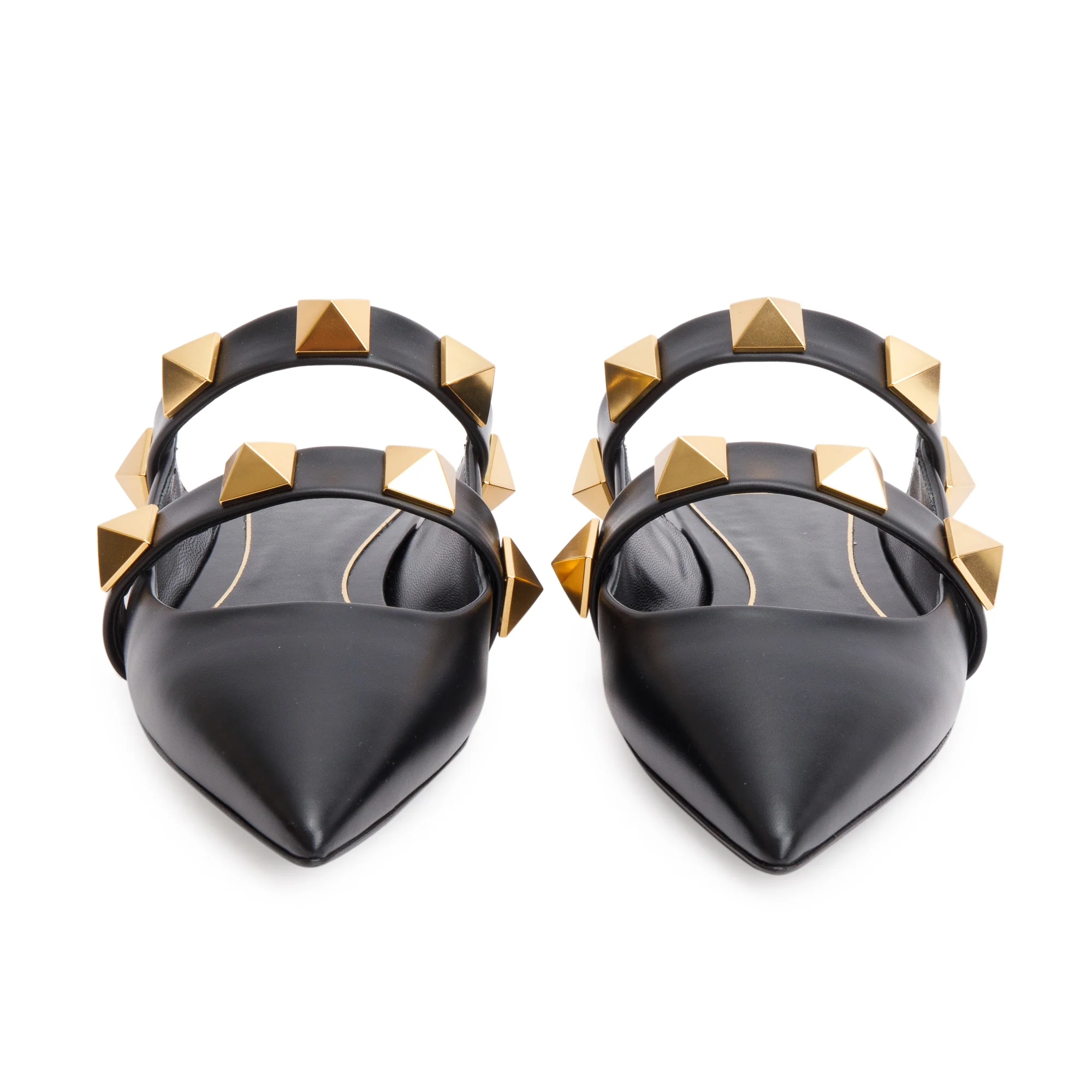 Valentino Black Leather Roman Stud Flat Mule, Size 40 w/ Box - Image 4