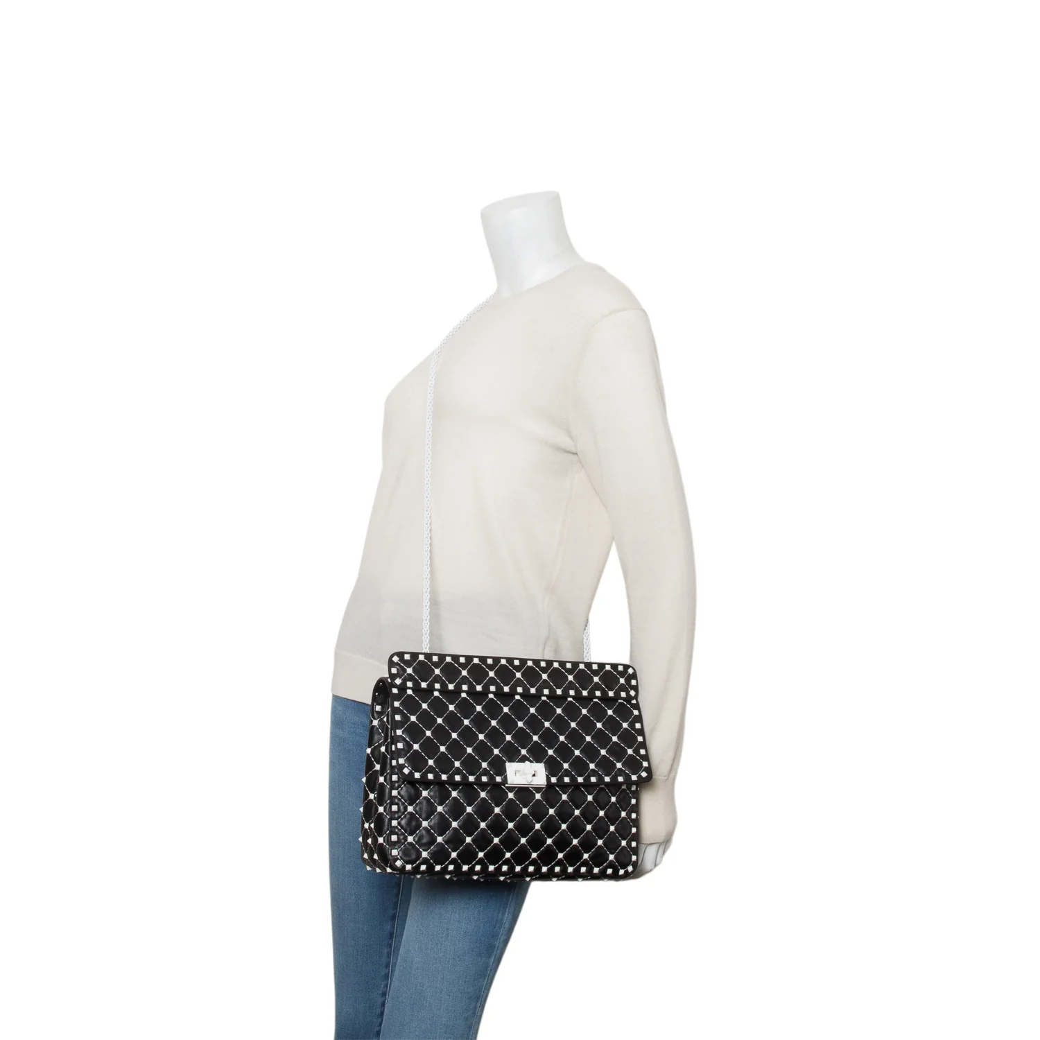 Valentino Black Nappa Leather Medium Rockstud Spike Shoulder Bag - Image 2