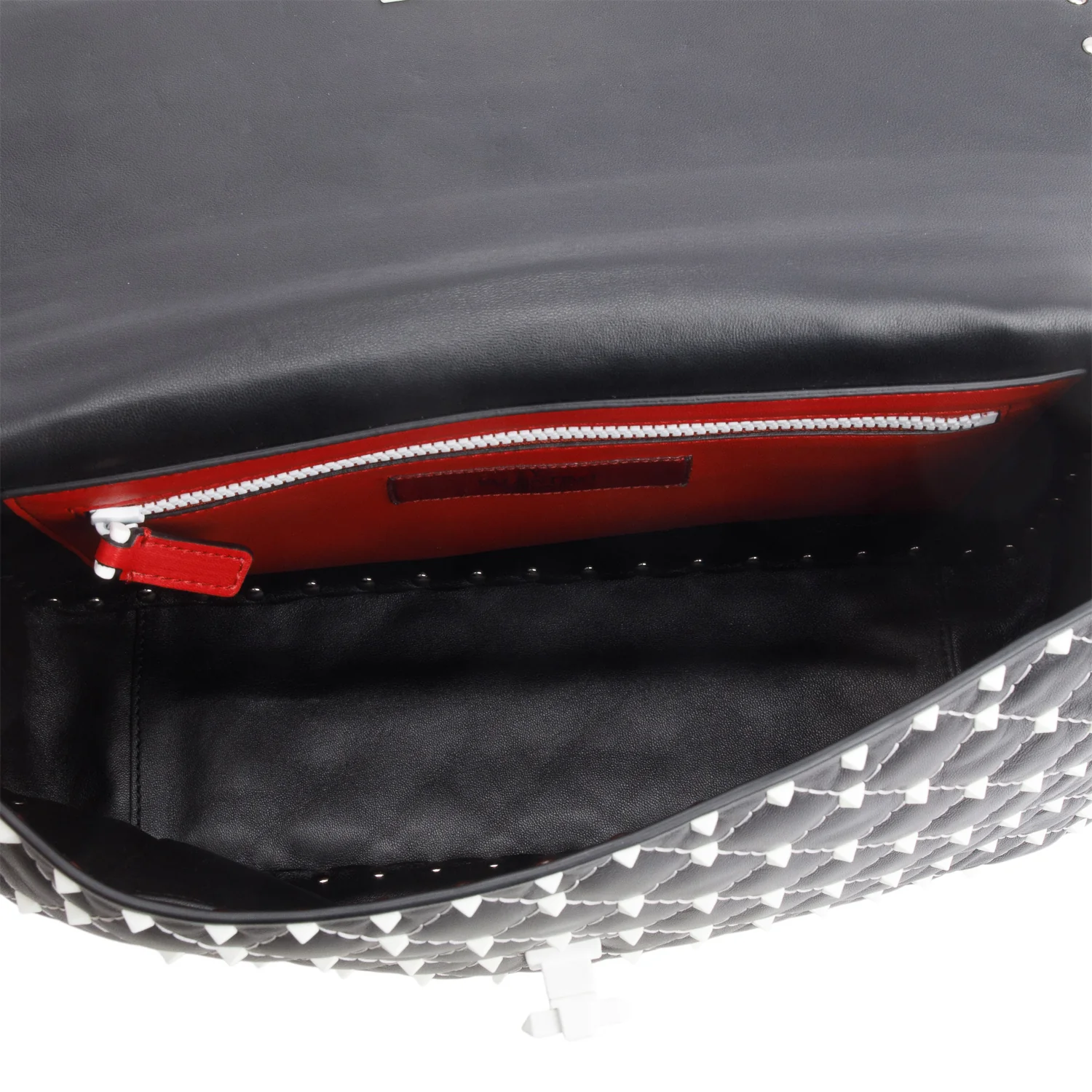 Valentino Black Nappa Leather Medium Rockstud Spike Shoulder Bag - Image 8