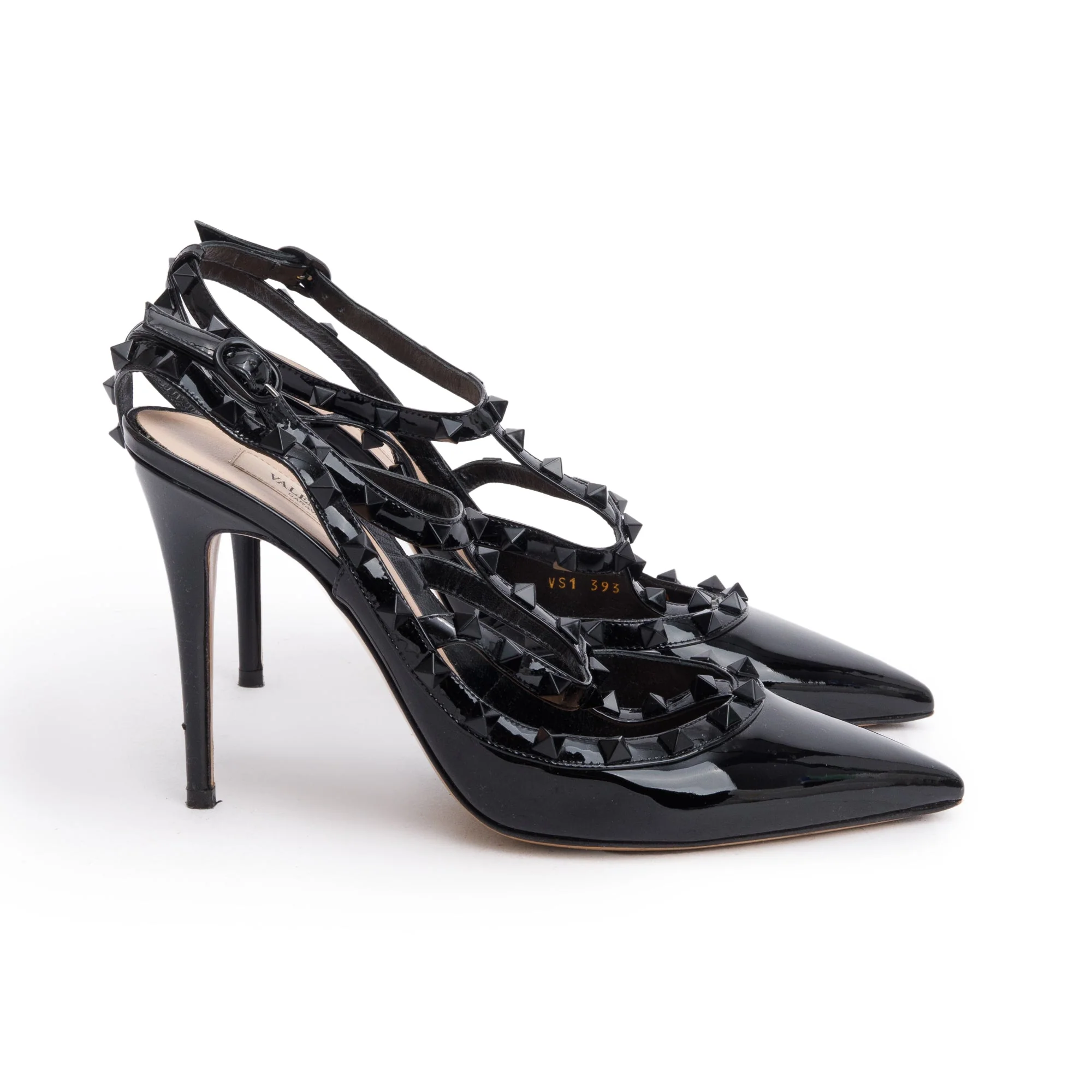 Valentino Black Patent Leather Rockstud Ankle Strap Pump, Size 41 - Image 2