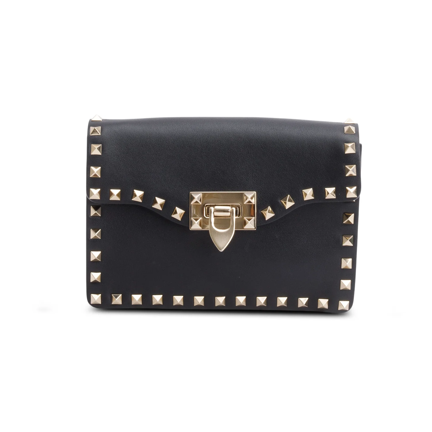 Valentino Black Vitello Calfskin Leather Rockstud Crossbody Bag - Image 3