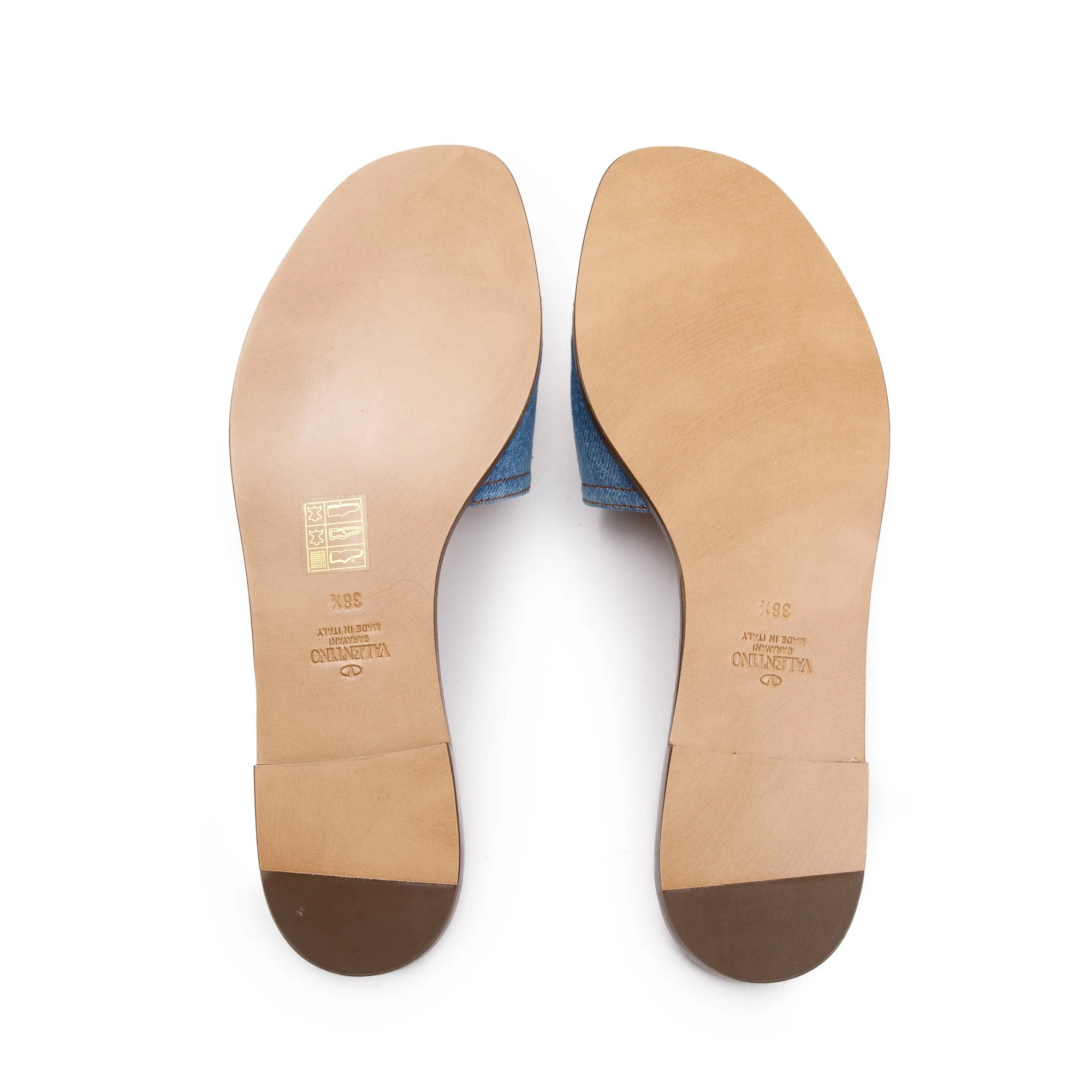 Valentino Blue Denim Vlogo Siganture Slide Sandals, Size 38.5 w/ Box $ Receipt - Image 7