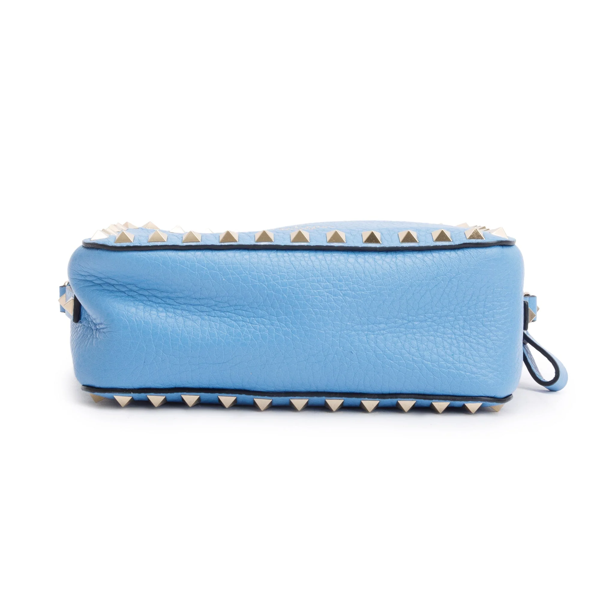 Valentino Blue Grained Calfskin Leather Rockstud Camera Crossbody Bag - Image 6