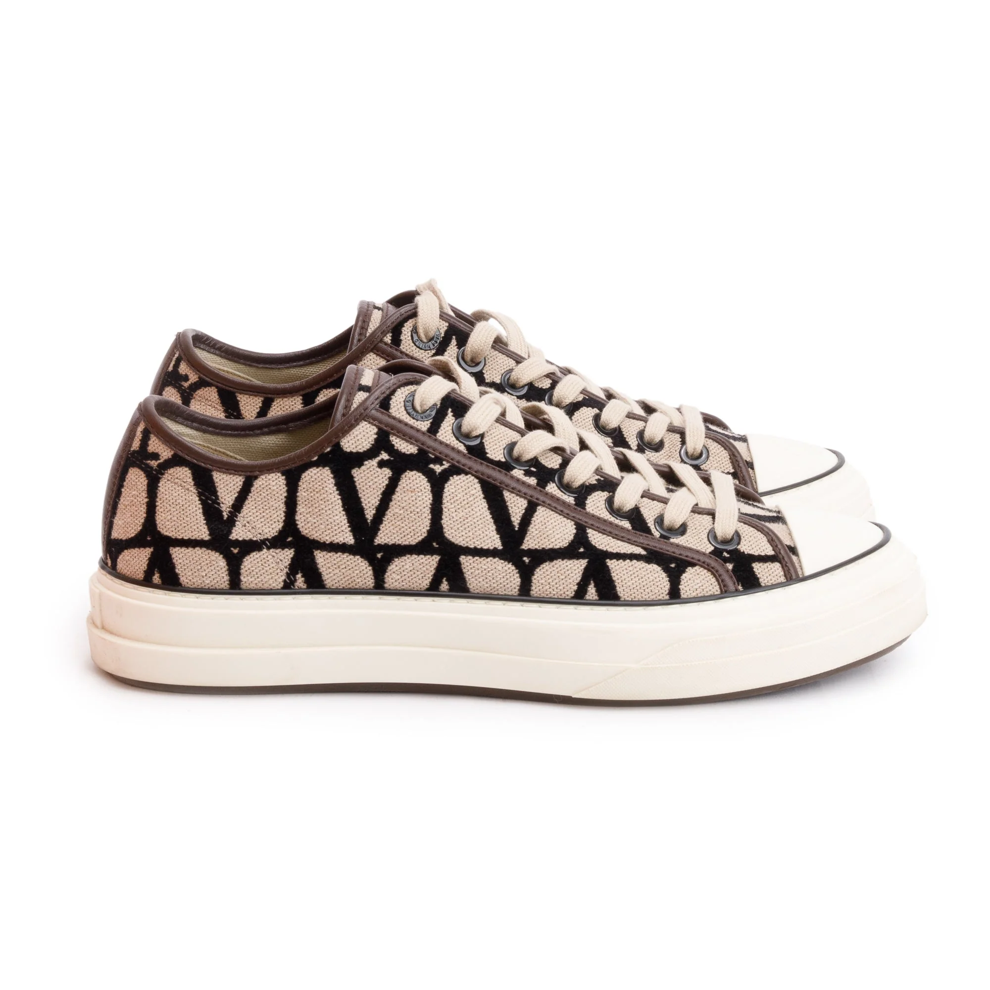 Valentino Brown Toile Iconographe Totaloop Low-Top Sneakers, Size 41 w/ Box - Image 5