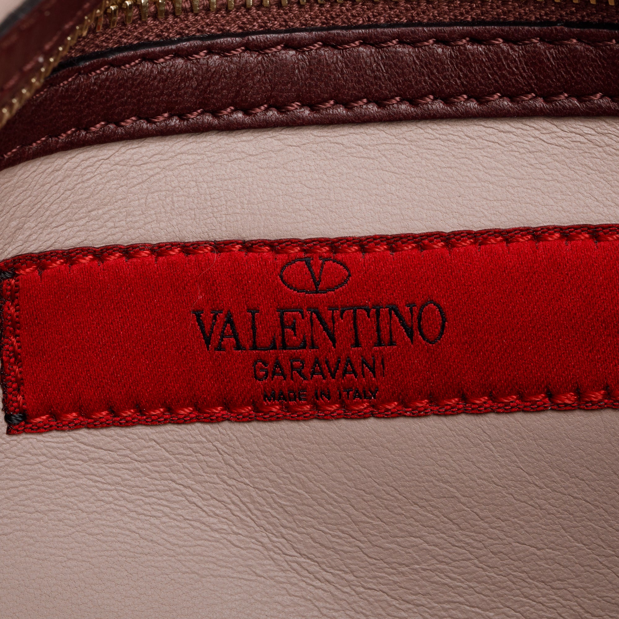 Valentino Burgundy Smooth Calfskin Leather Rockstud Wristlet Clutch w/ Wrist Strap - Image 7