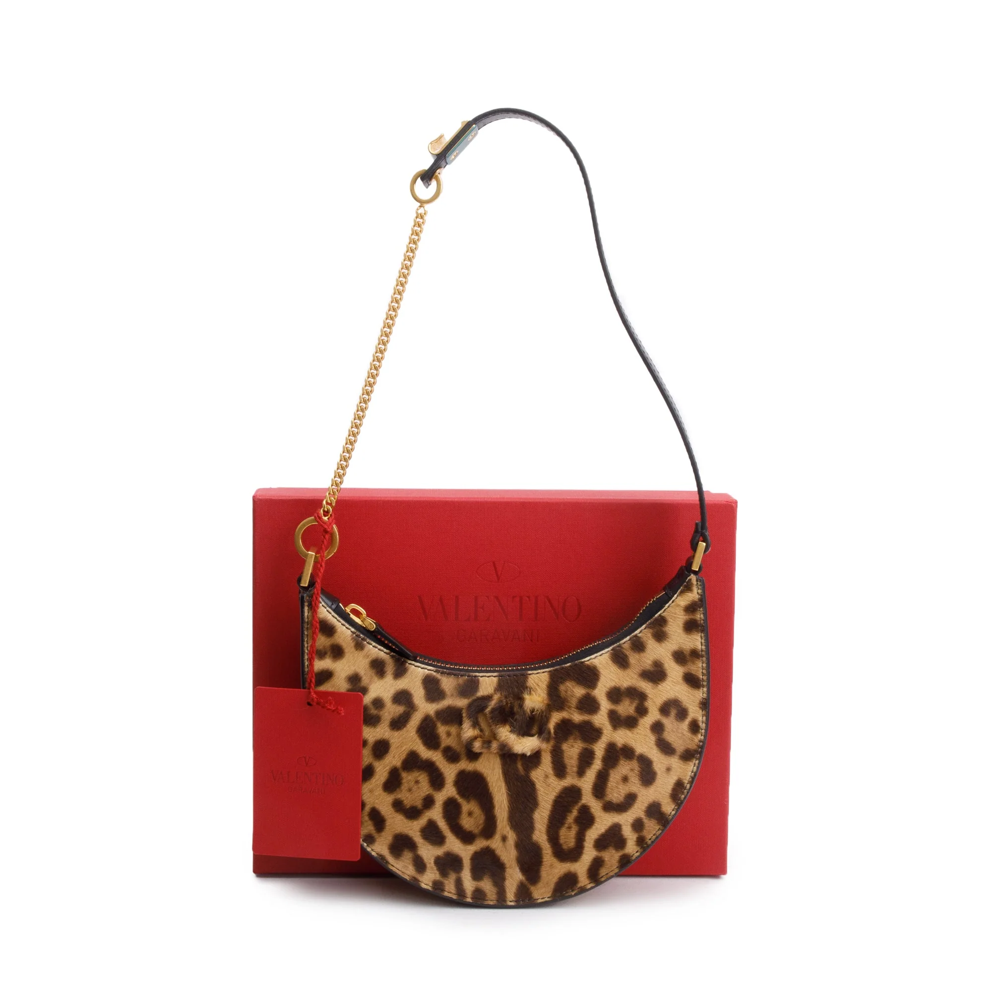 Valentino Calf Hair Leopard Print Mini Vlogo Hobo Bag w/ Box - Image 3