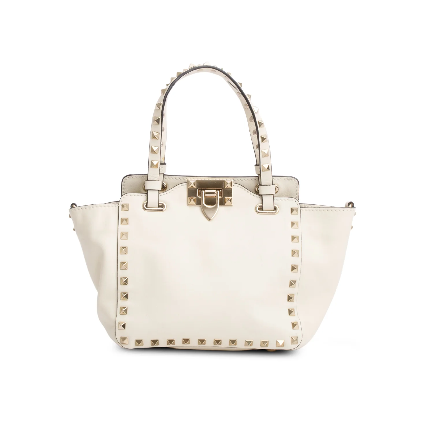 Valentino Cream Leather Mini Rockstud Tote w/ Strap - Image 3