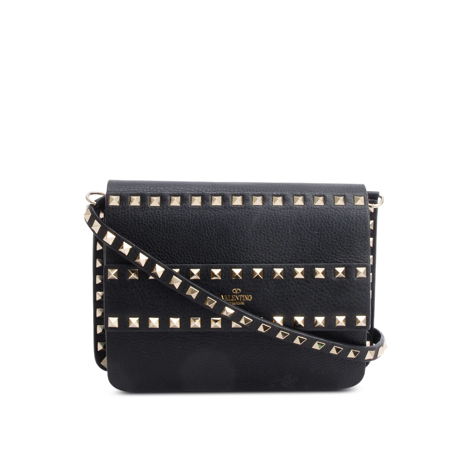 Valentino Garavani Black Small Leather Rockstud Bag w/ Strap