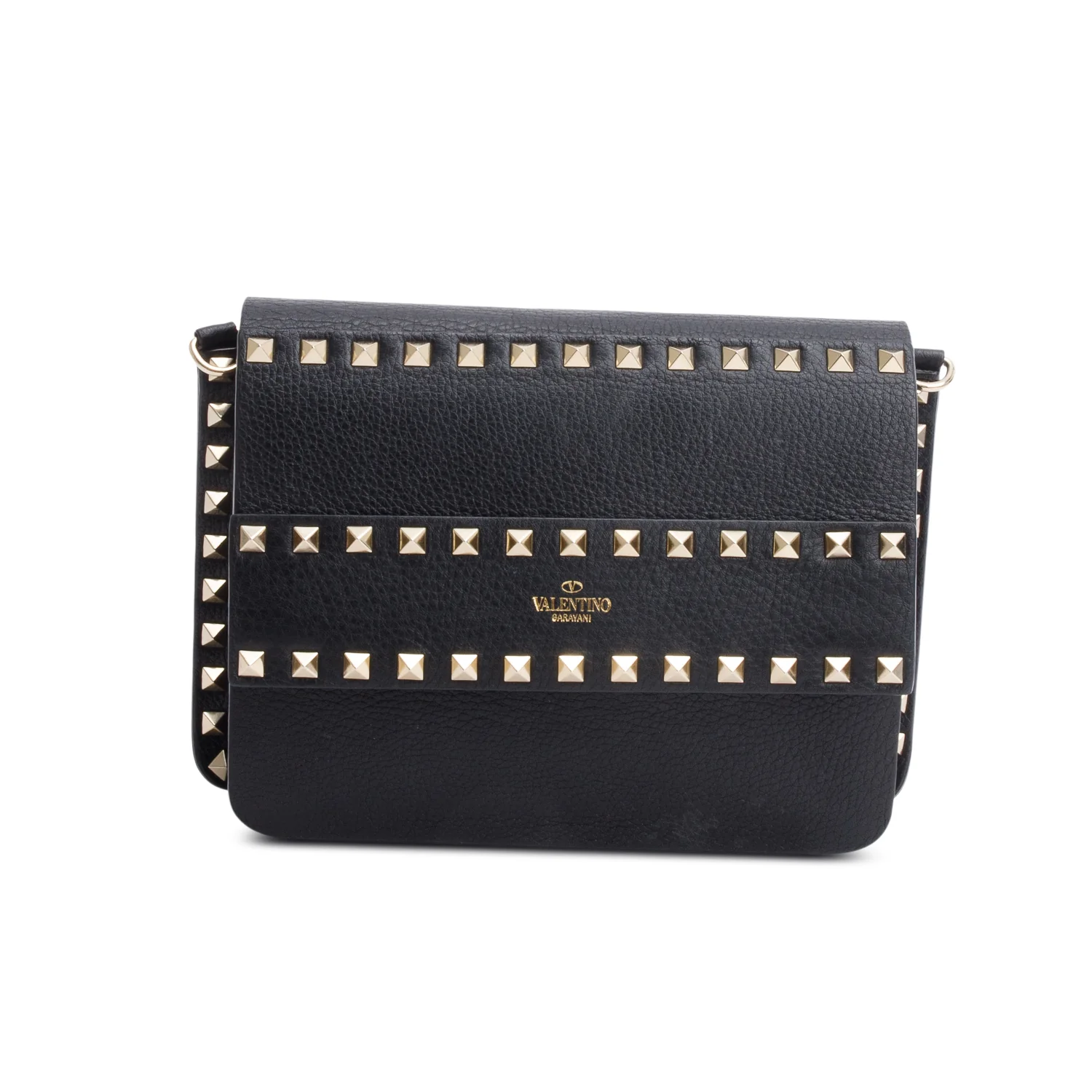 Valentino Garavani Black Small Leather Rockstud Bag w/ Strap - Image 2