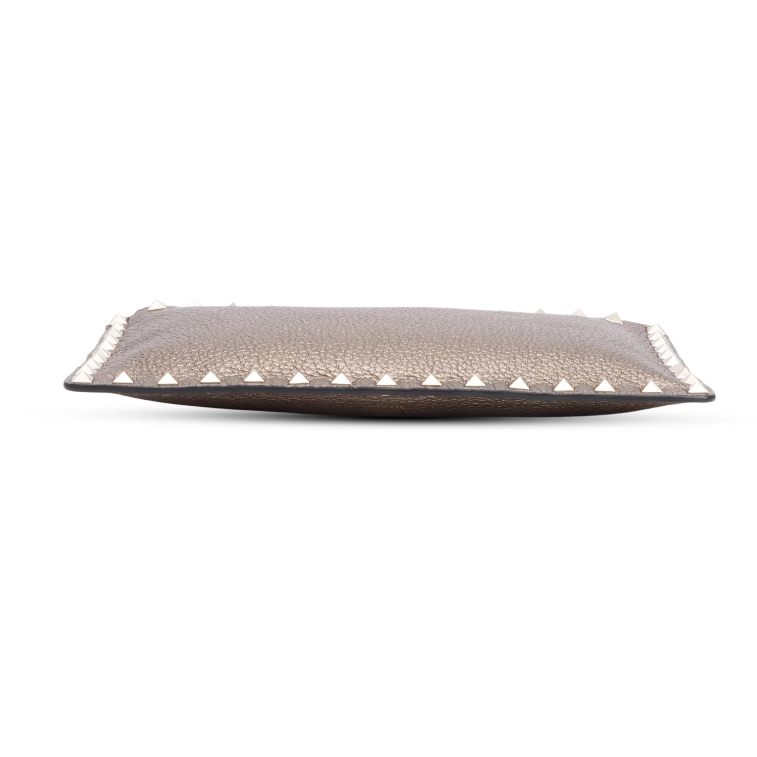 Valentino Metallic Gold Calfskin Leather Small Rockstud Clutch - Image 5