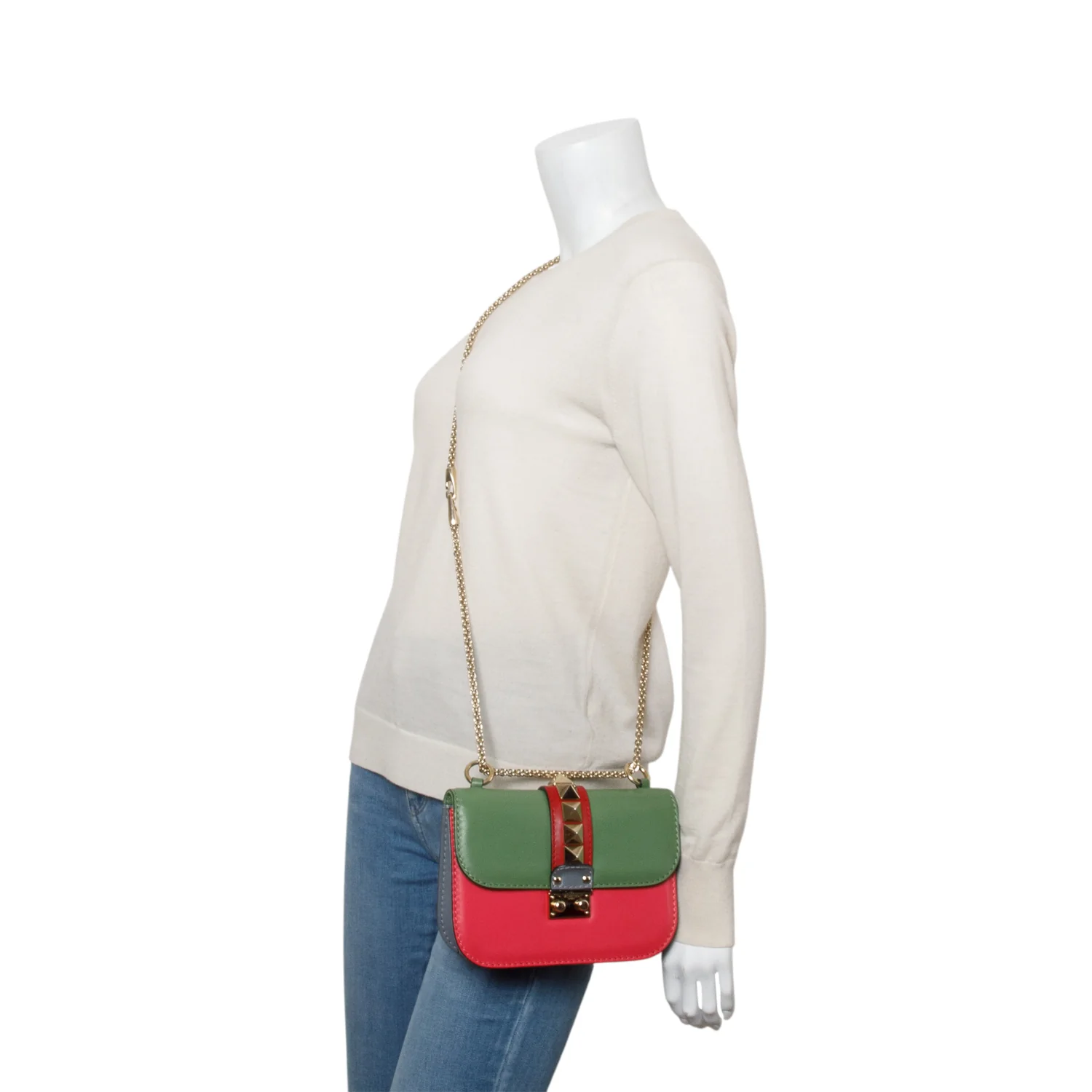 Valentino Multicolor Leather Rockstud Glam Lock Bag - Image 2