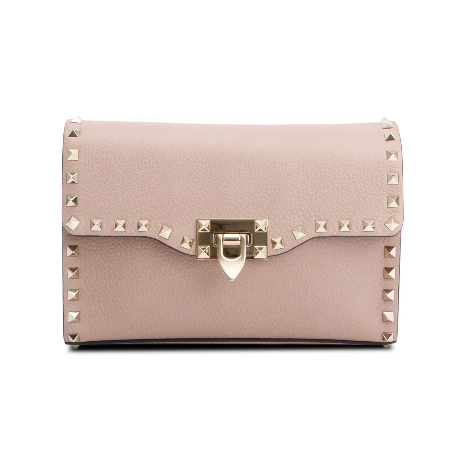 Valentino Pink Grained Calfskin Leather Rockstud Crossbody Bag - Image 3