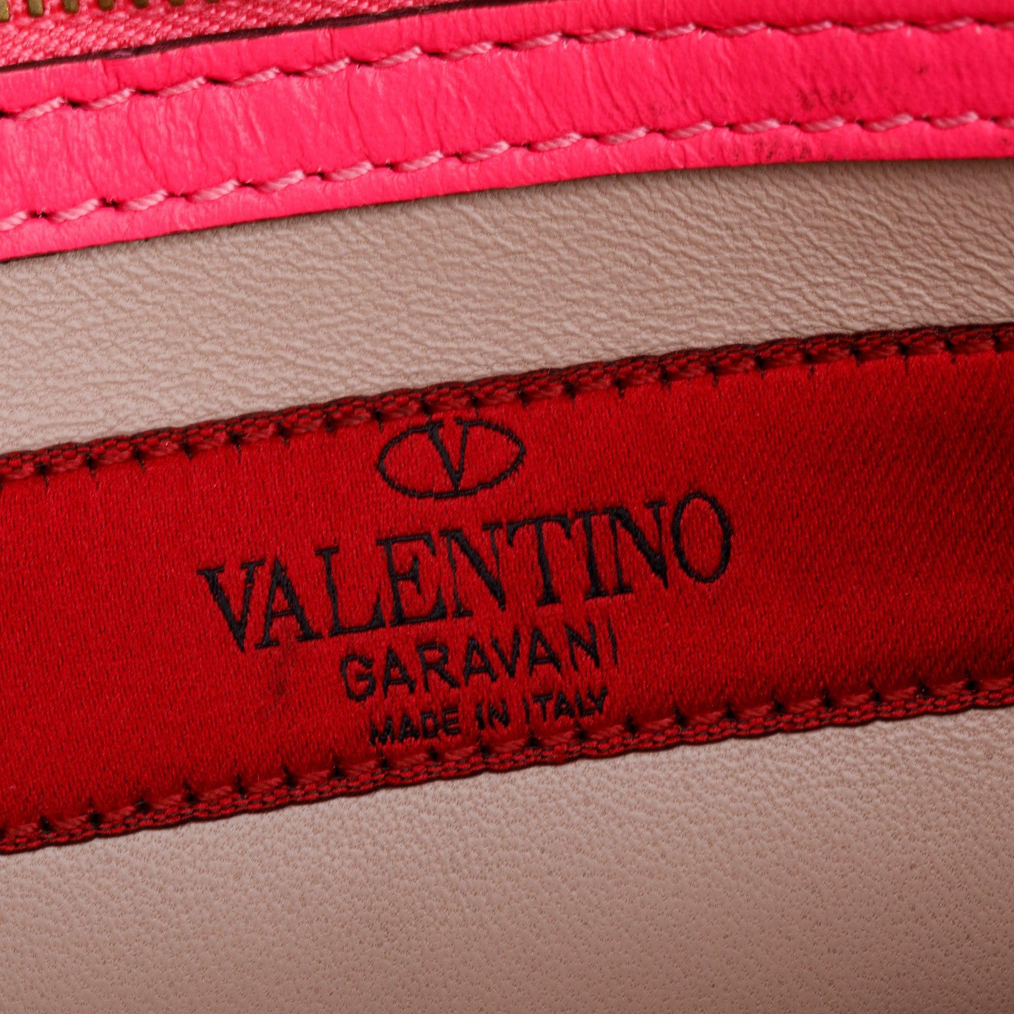 Valentino Pink Smooth Calfskin Leather Rockstud Wristlet Clutch w/ Wrist Strap - Image 6