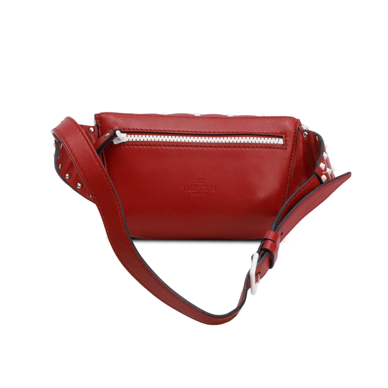 Valentino Red Leather Free Rockstud Belt Bag - Image 3